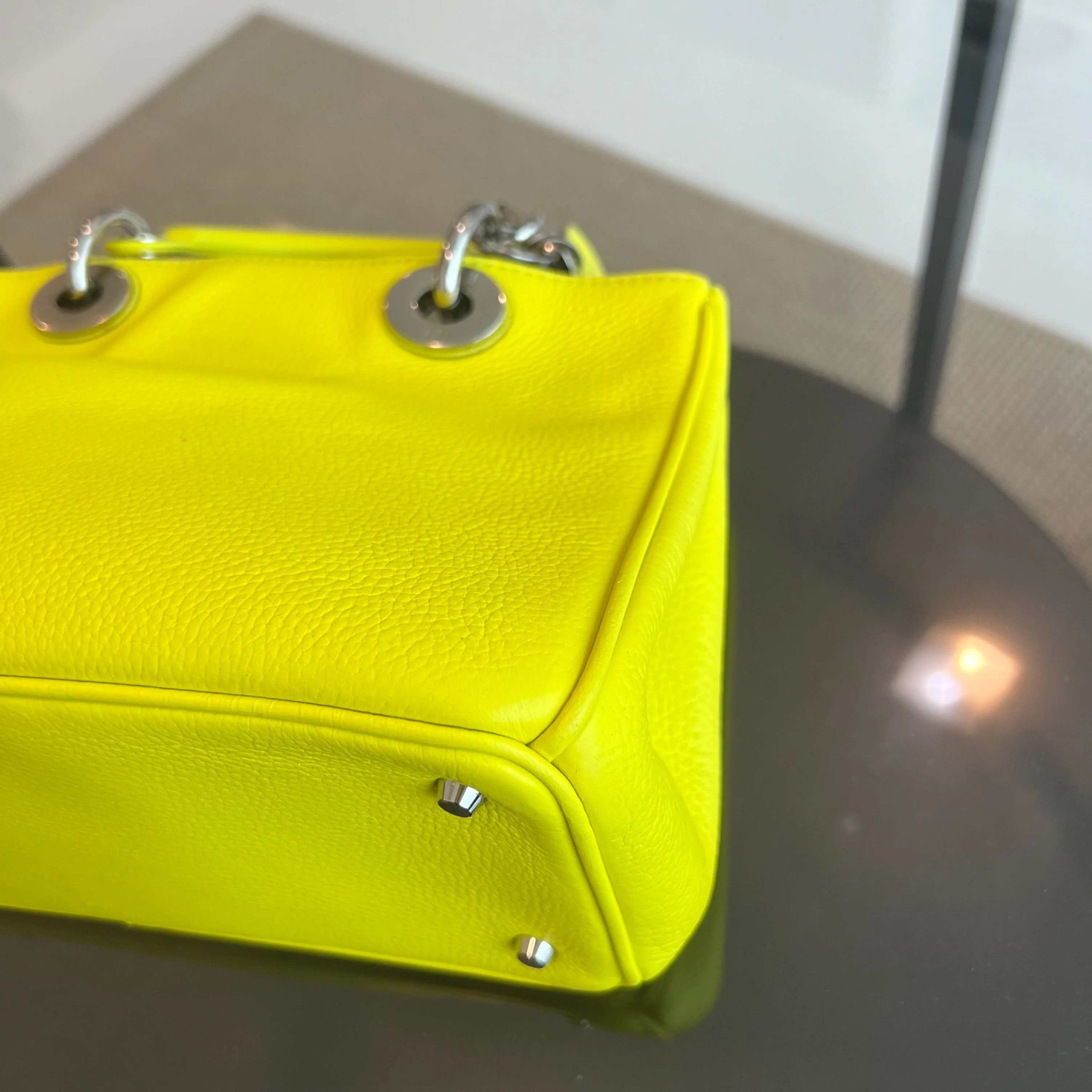 Dior Diorissimo Mini Lady Smooth Calfskin Leather Yellow SHW - Best Luxury Designers