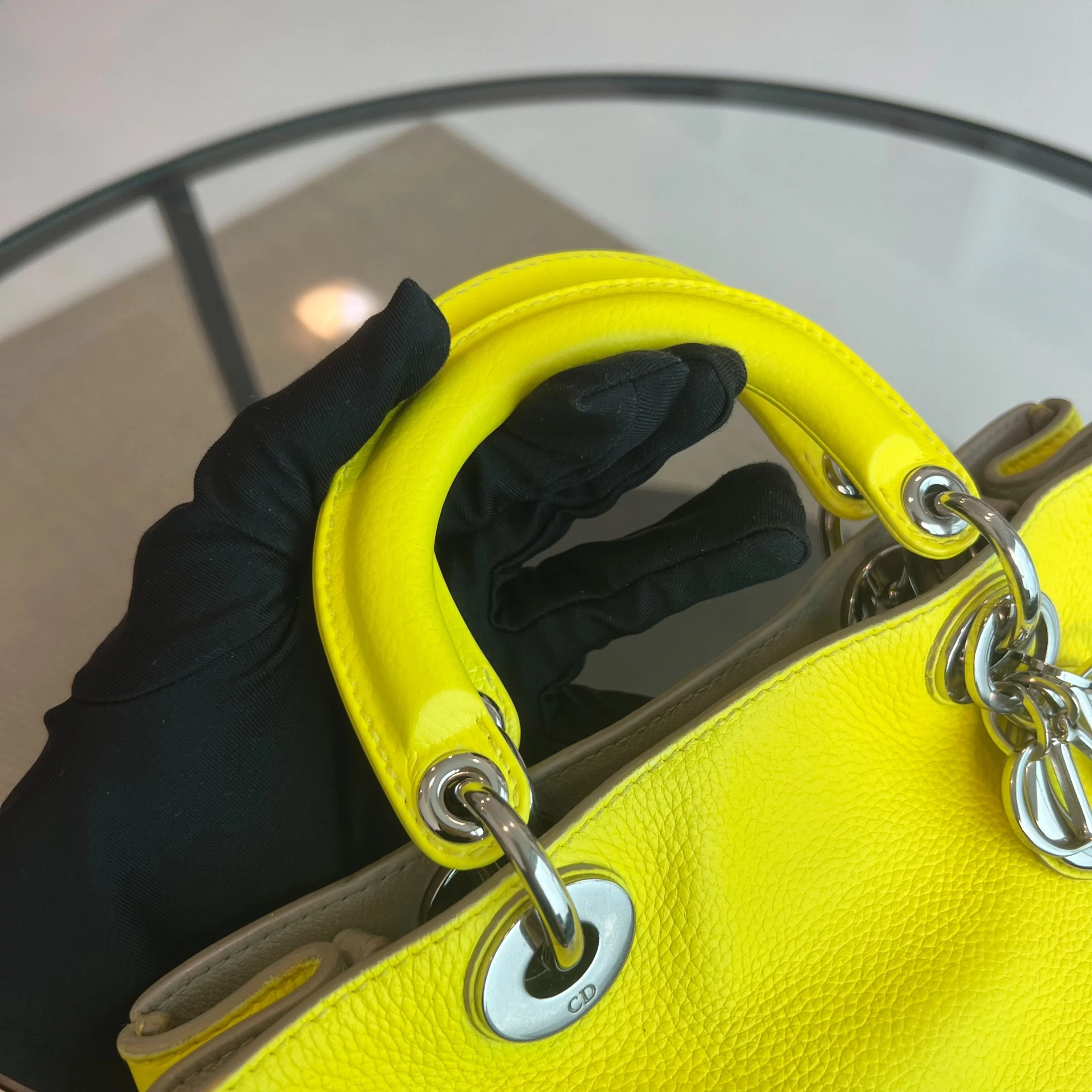 Dior Diorissimo Mini Lady Smooth Calfskin Leather Yellow SHW - Best Luxury Designers