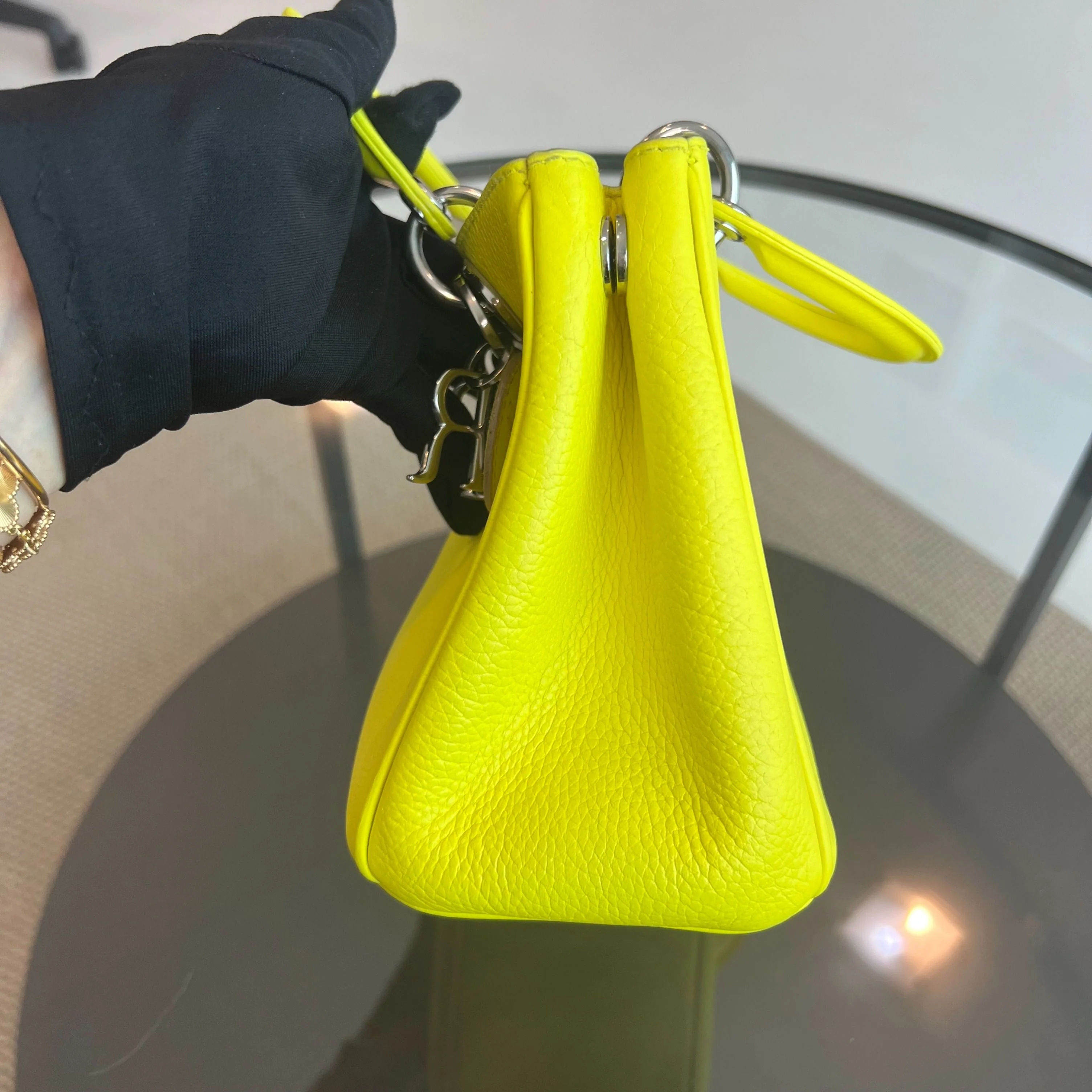 Dior Diorissimo Mini Lady Smooth Calfskin Leather Yellow SHW - Best Luxury Designers