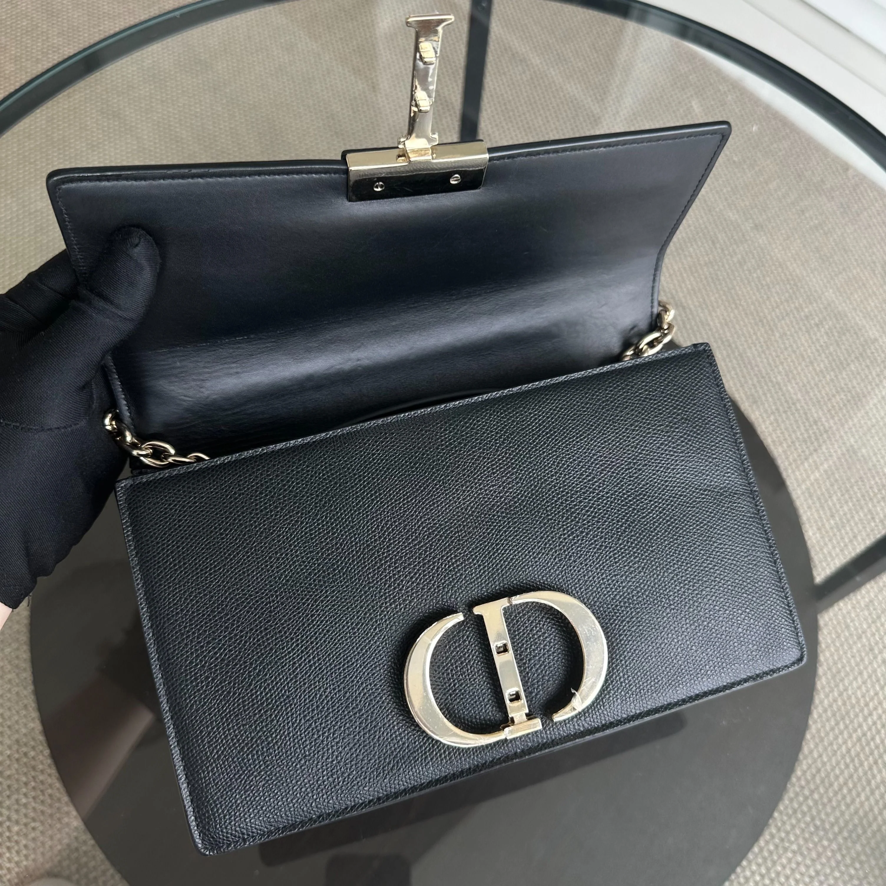 Dior East West Montaigne 30 Grained Calfskin Black LGHW - Best Luxury Designers