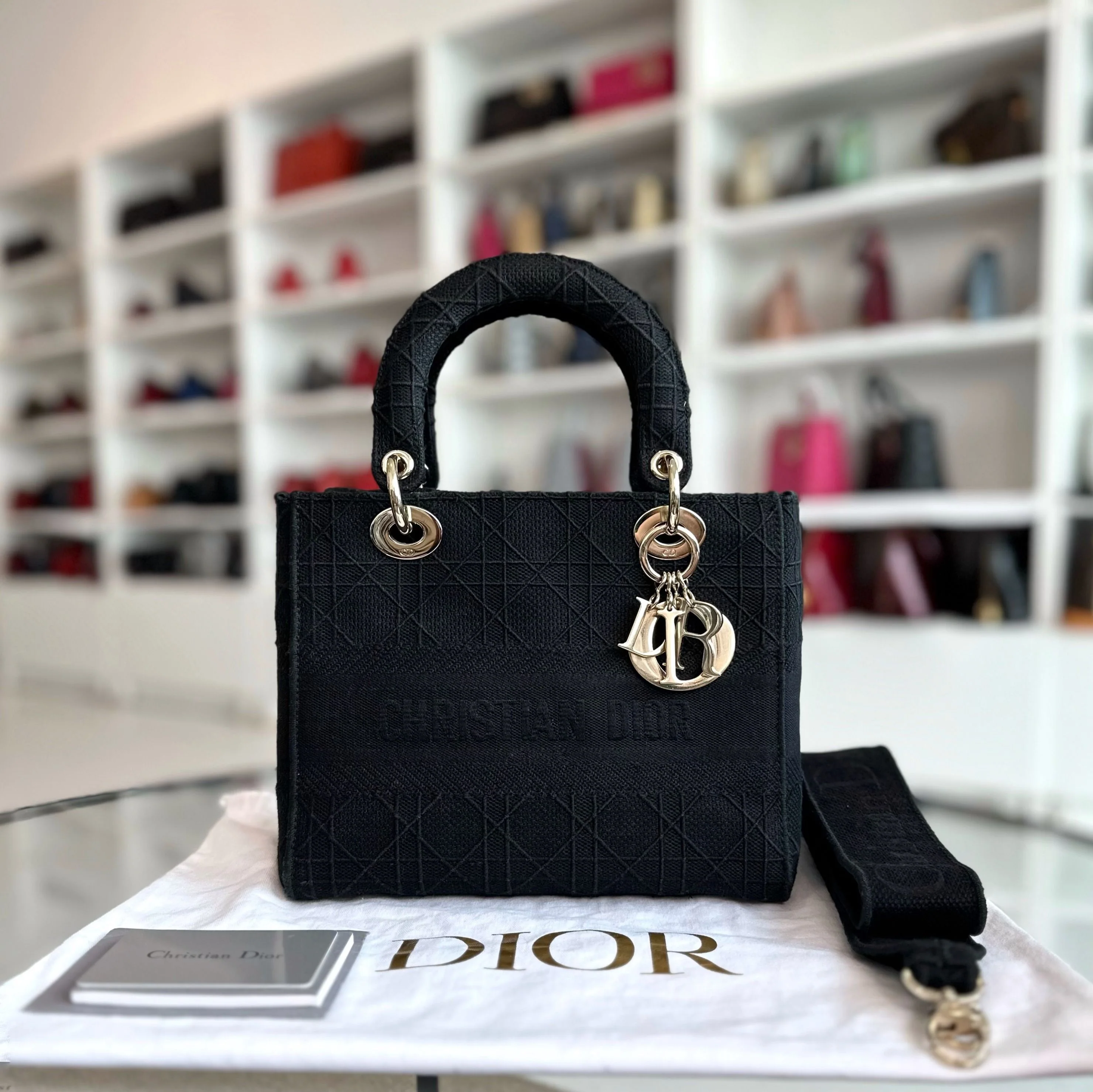 Dior Lady D-Lite Black Cannage Embroidery D Lite Cross Body GHW - Best Luxury Designers