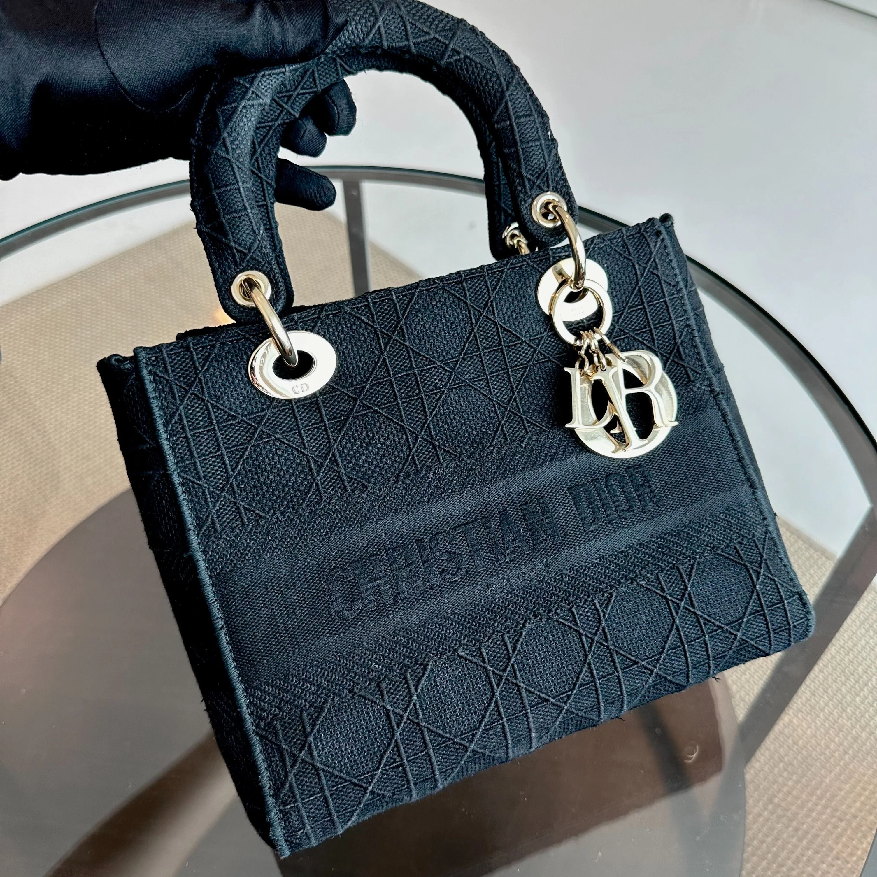 Dior Lady D-Lite Black Cannage Embroidery D Lite Cross Body GHW - Best Luxury Designers