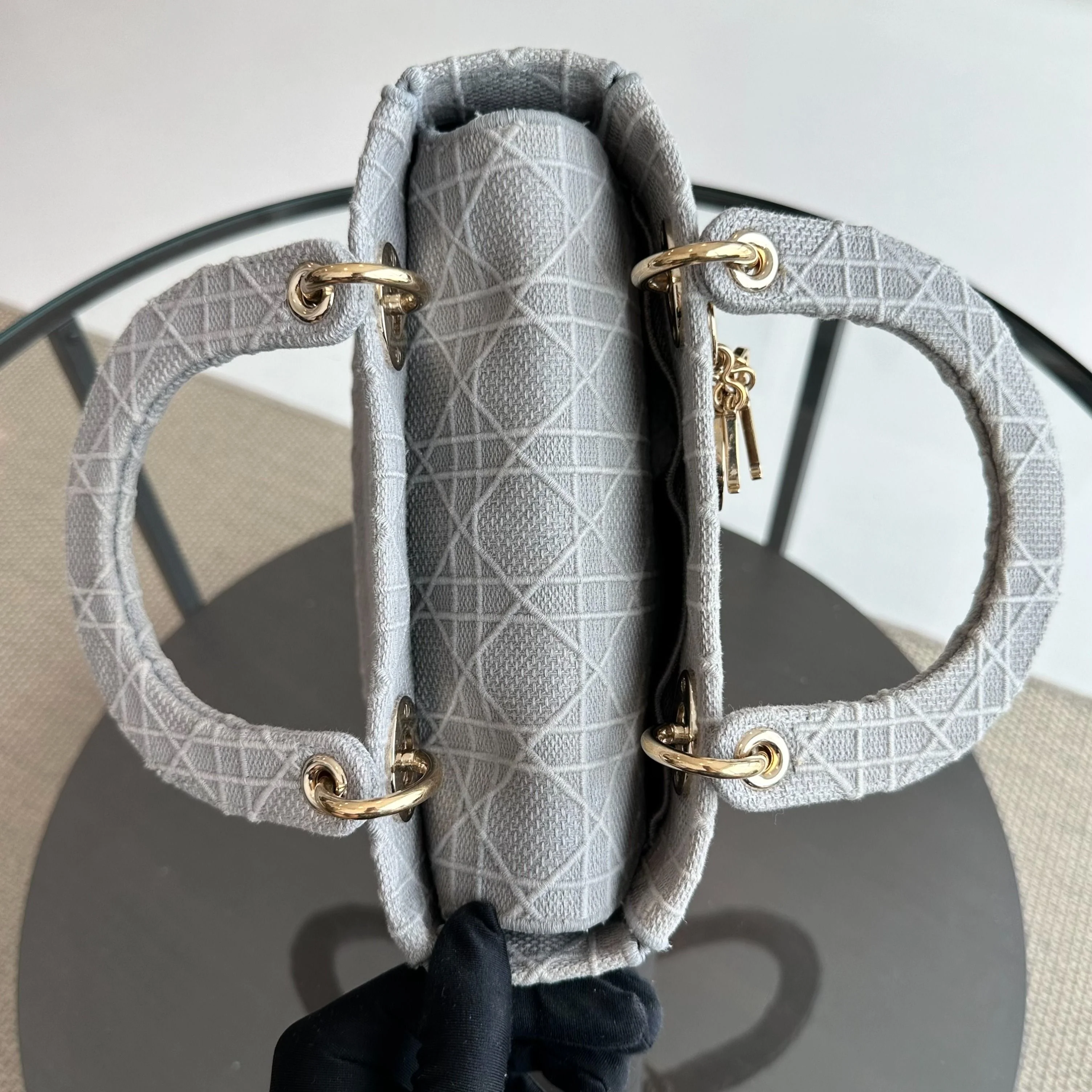 Dior Lady D-Lite Cannage Embroidery D Lite Grey GHW - Best Luxury Designers