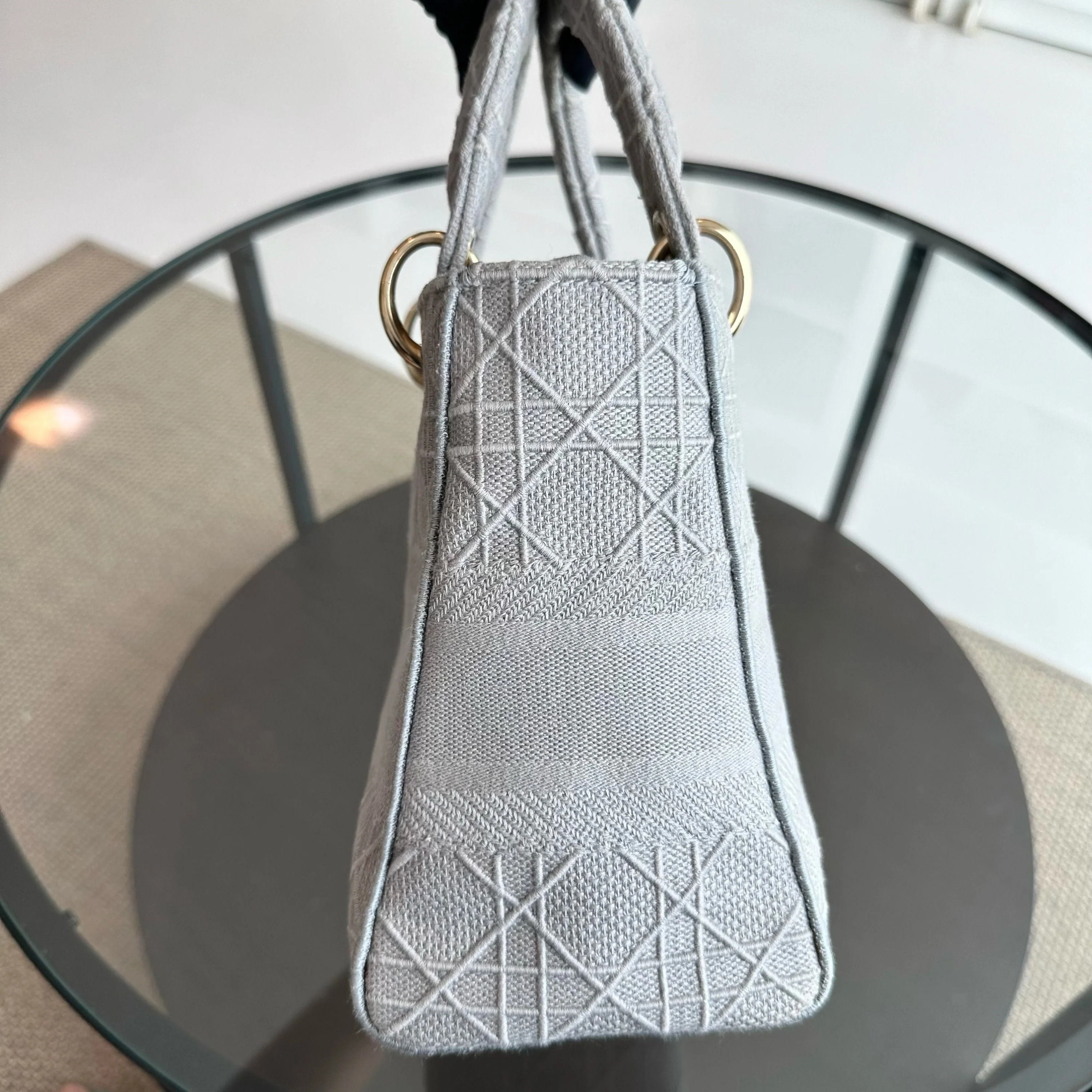 Dior Lady D-Lite Cannage Embroidery D Lite Grey GHW - Best Luxury Designers