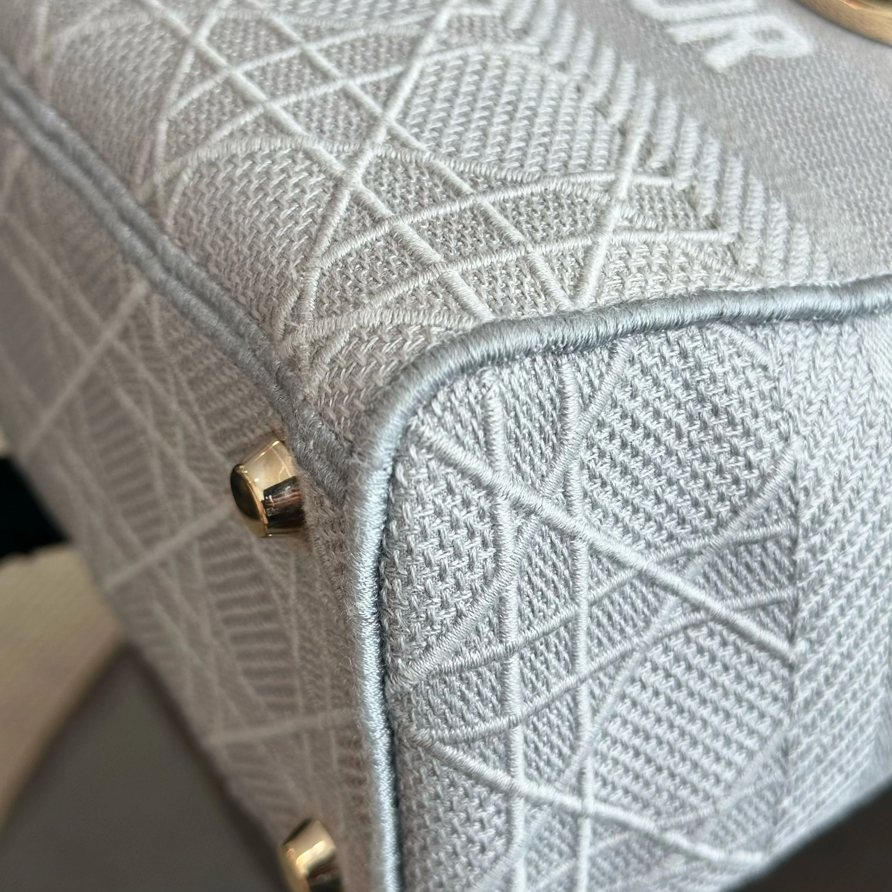 Dior Lady D-Lite Cannage Embroidery D Lite Grey GHW - Best Luxury Designers