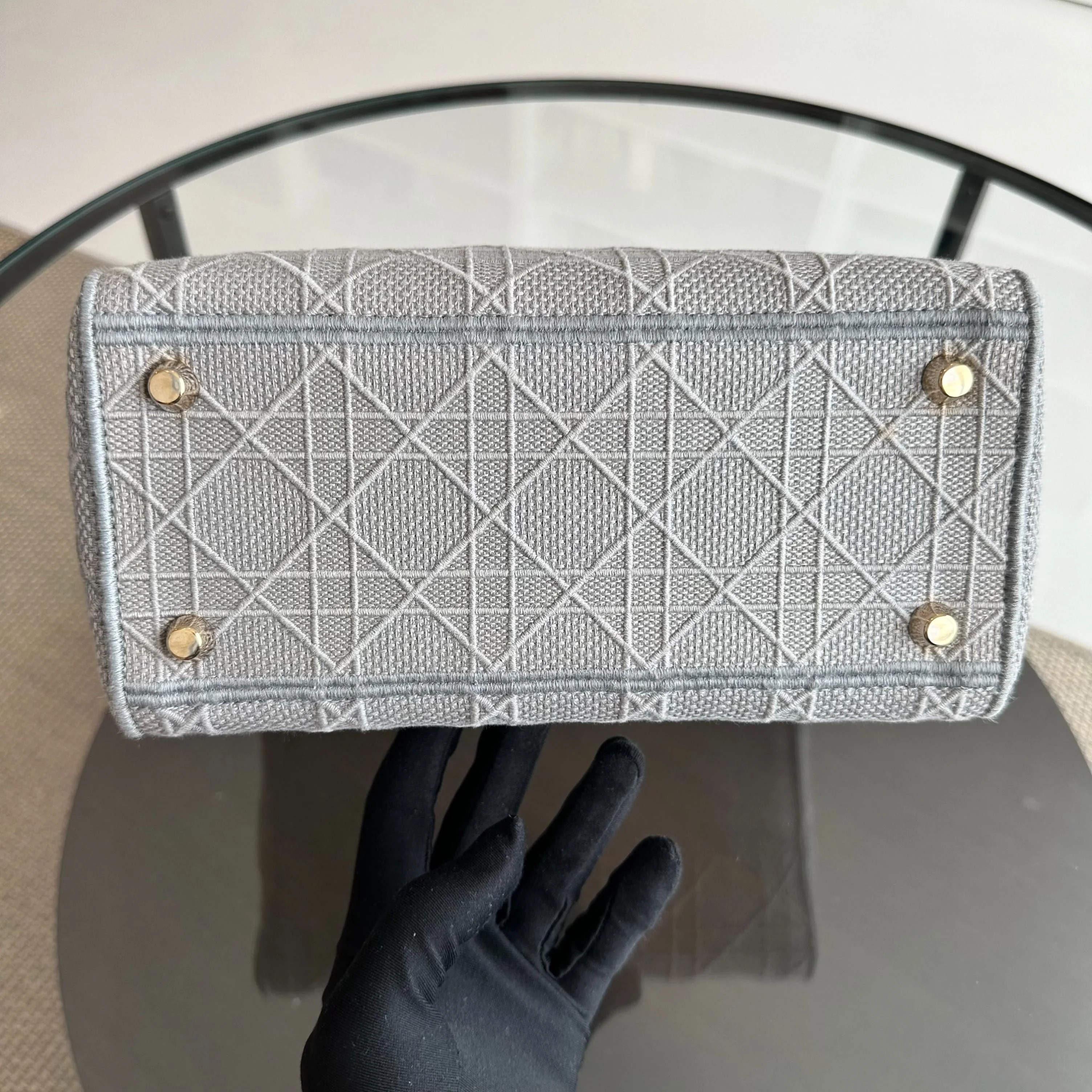 Dior Lady D-Lite Cannage Embroidery D Lite Grey GHW - Best Luxury Designers