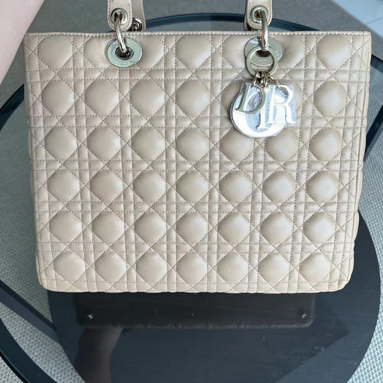 Dior Lady Large Cannage Lambskin Beige SHW - Best Luxury Designers
