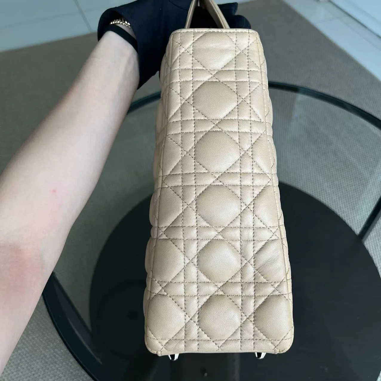 Dior Lady Large Cannage Lambskin Beige SHW - Best Luxury Designers