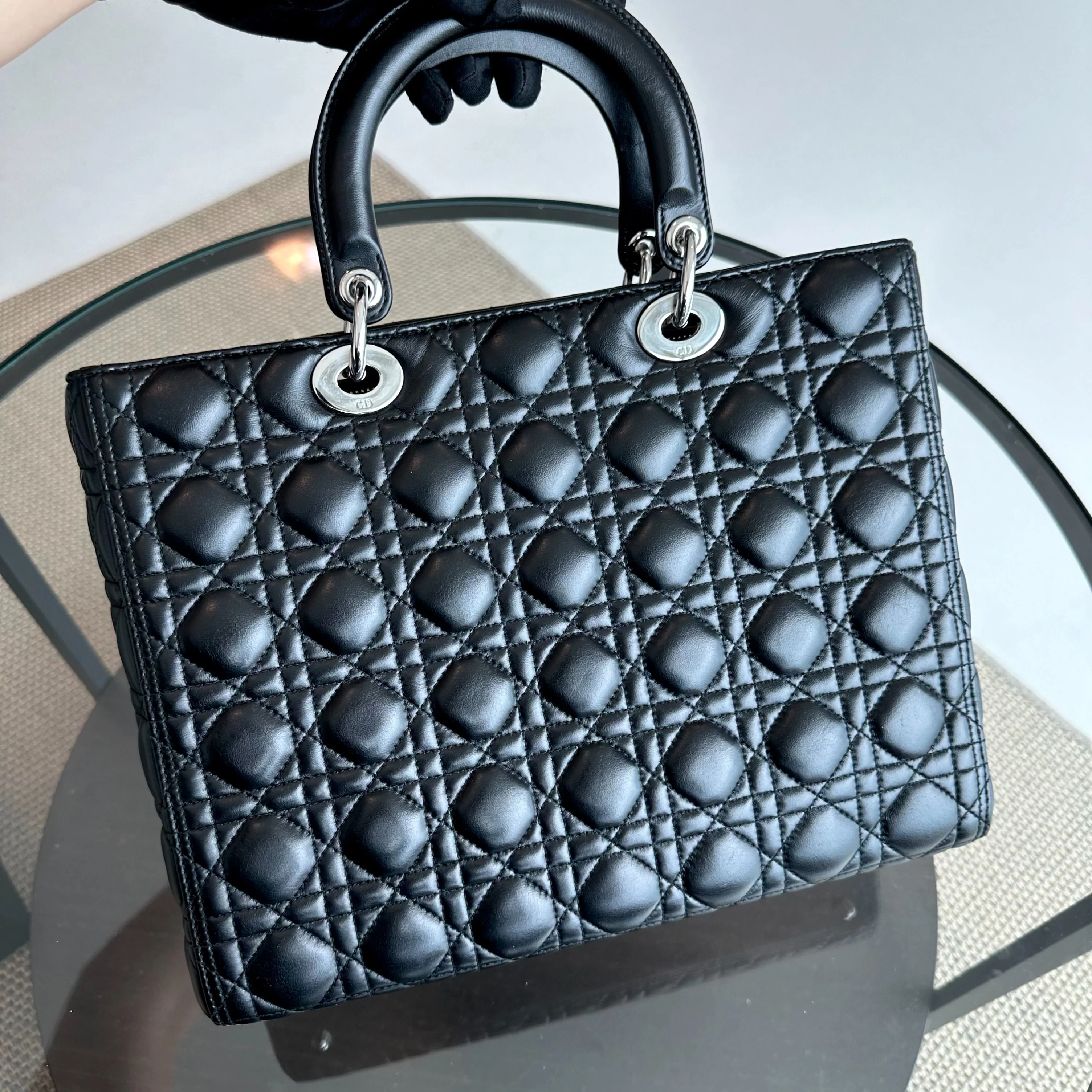 Dior Lady Large Cannage Lambskin Black SHW - Best Luxury Designers