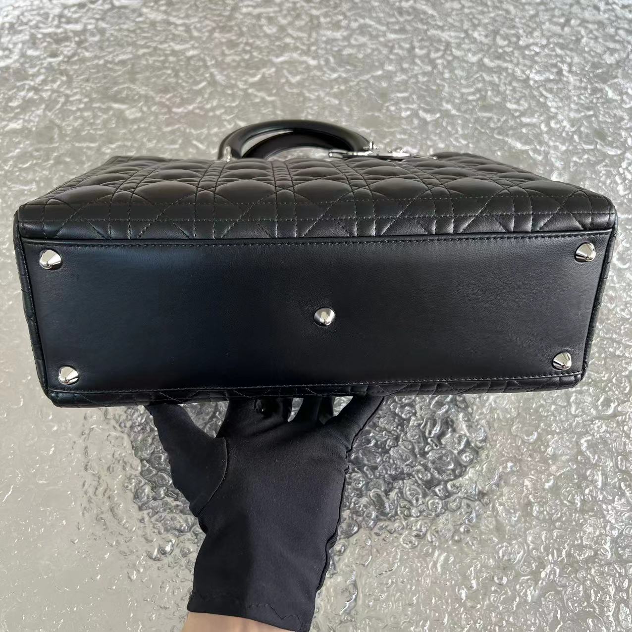 Dior Lady Large Cannage Lambskin Black Silver Hardware - Best Luxury Designers