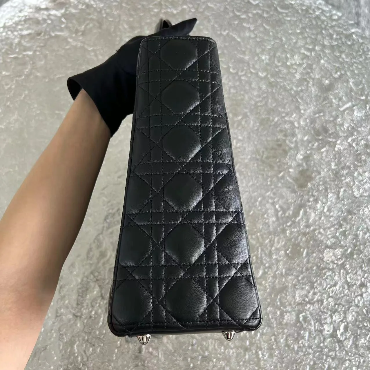Dior Lady Large Cannage Lambskin Black Silver Hardware - Best Luxury Designers