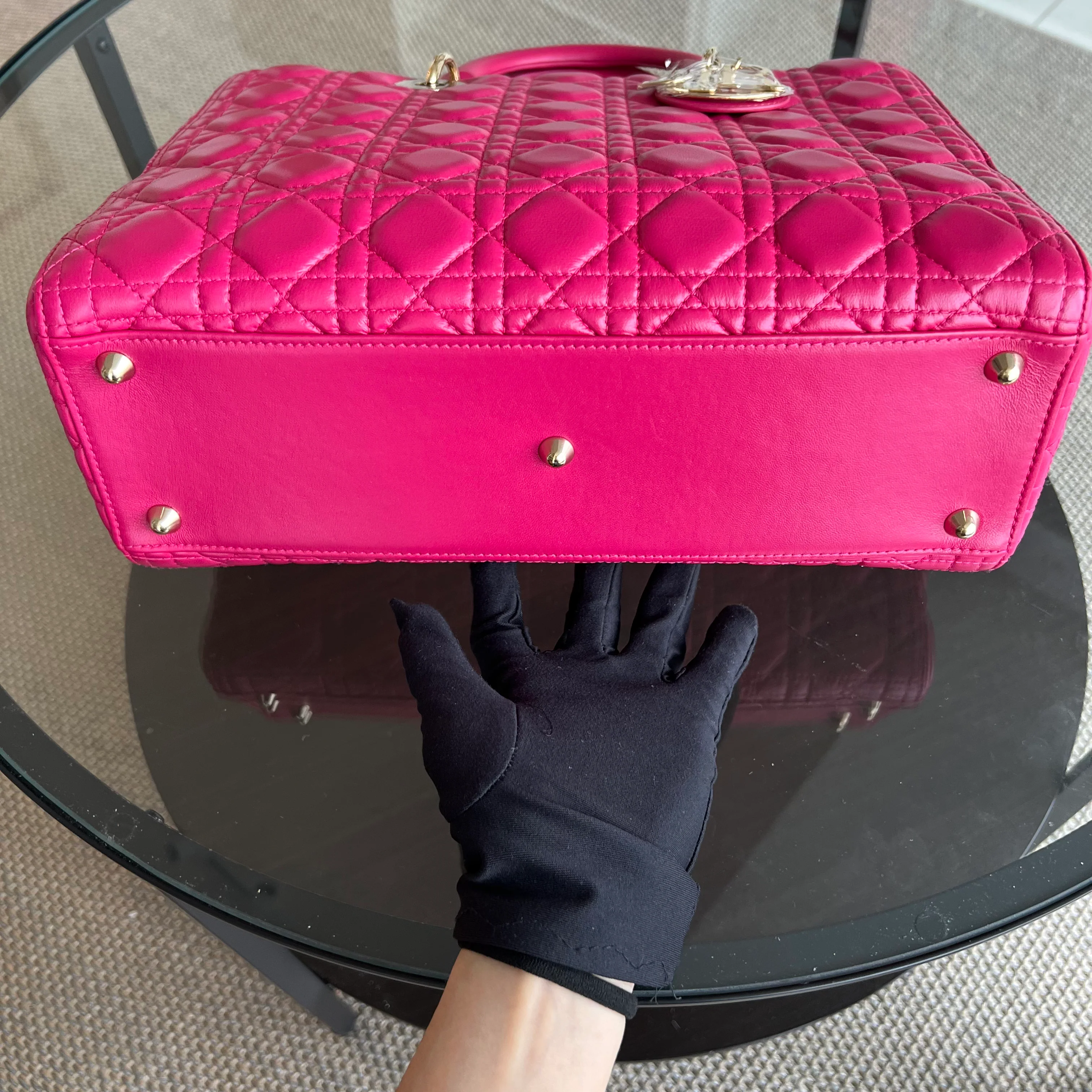 Dior Lady Large Cannage Lambskin Hot Pink Gold Hardware - Best Luxury Designers
