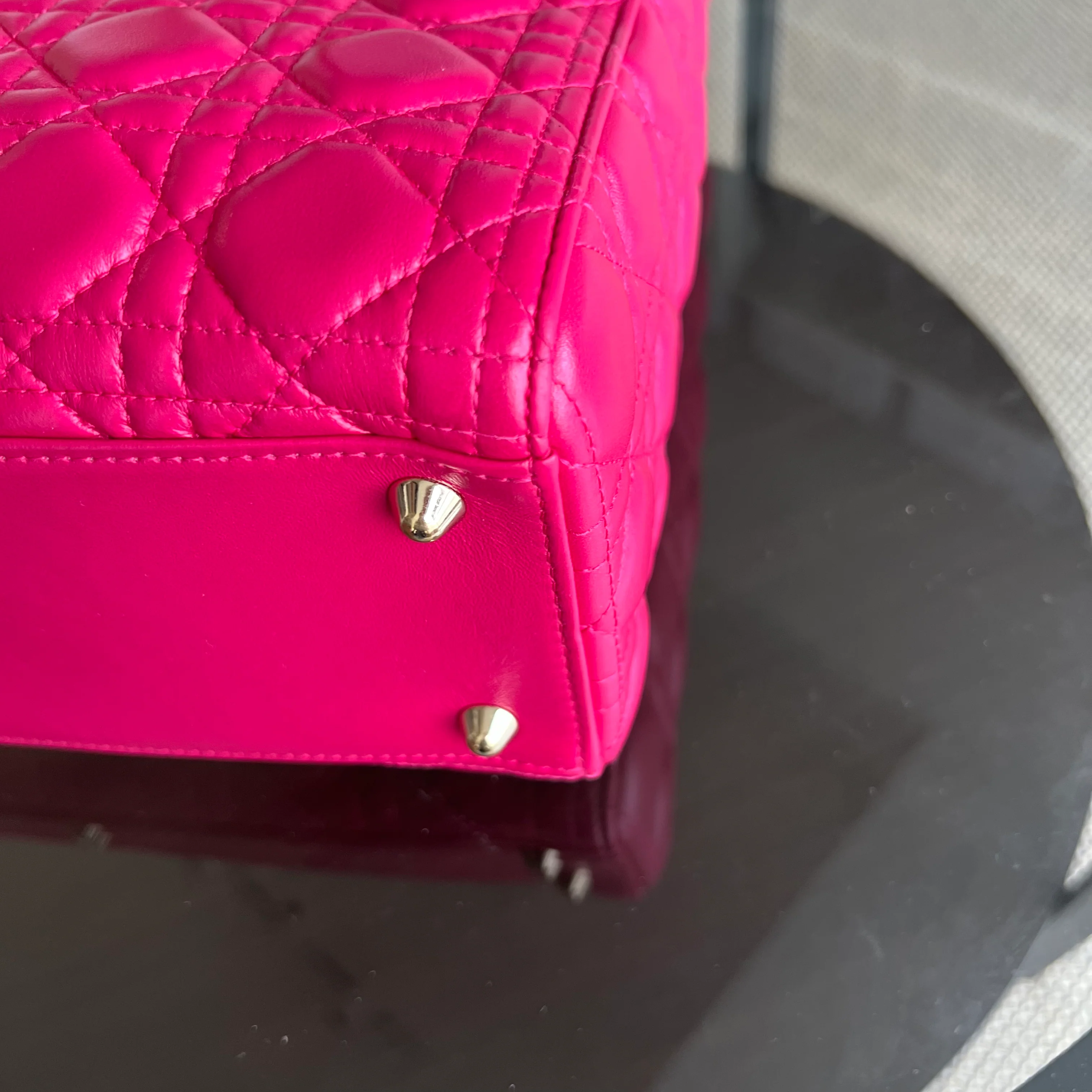 Dior Lady Large Cannage Lambskin Hot Pink Gold Hardware - Best Luxury Designers