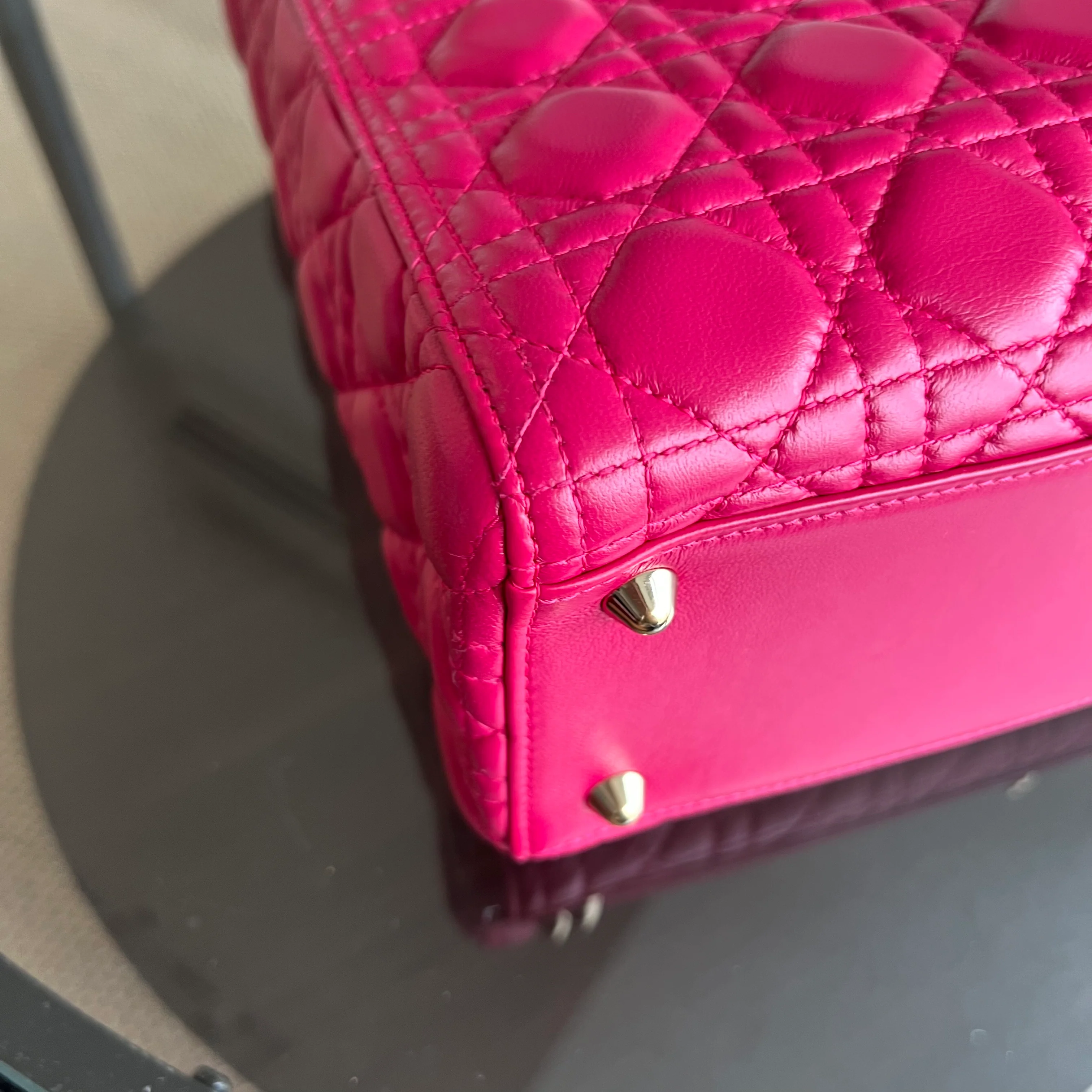 Dior Lady Large Cannage Lambskin Hot Pink Gold Hardware - Best Luxury Designers