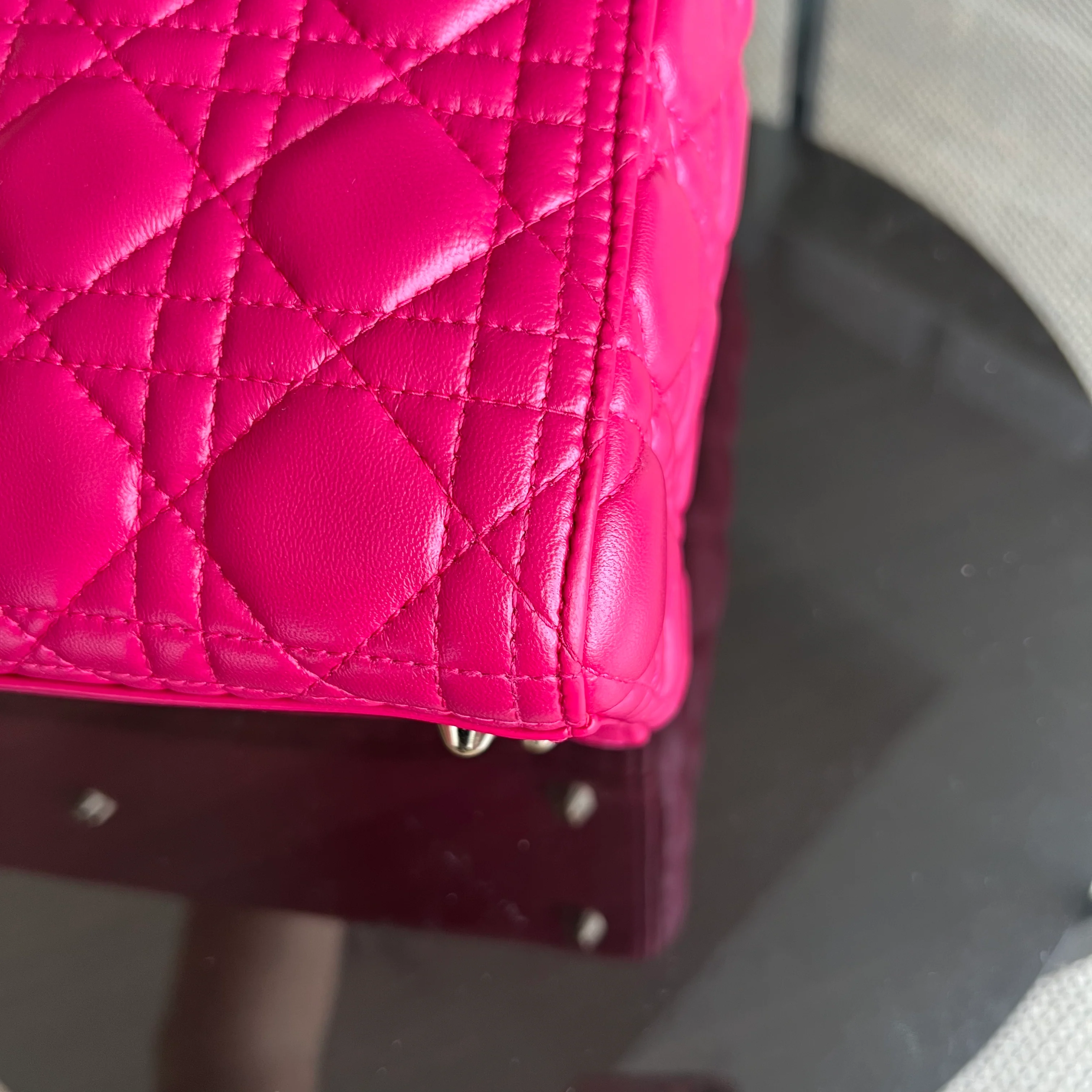 Dior Lady Large Cannage Lambskin Hot Pink Gold Hardware - Best Luxury Designers