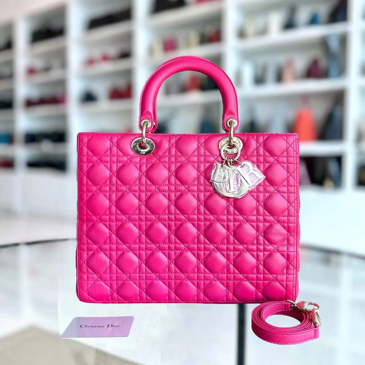 Dior Lady Large Cannage Lambskin Hot Pink Golden Hardware - Best Luxury Designers