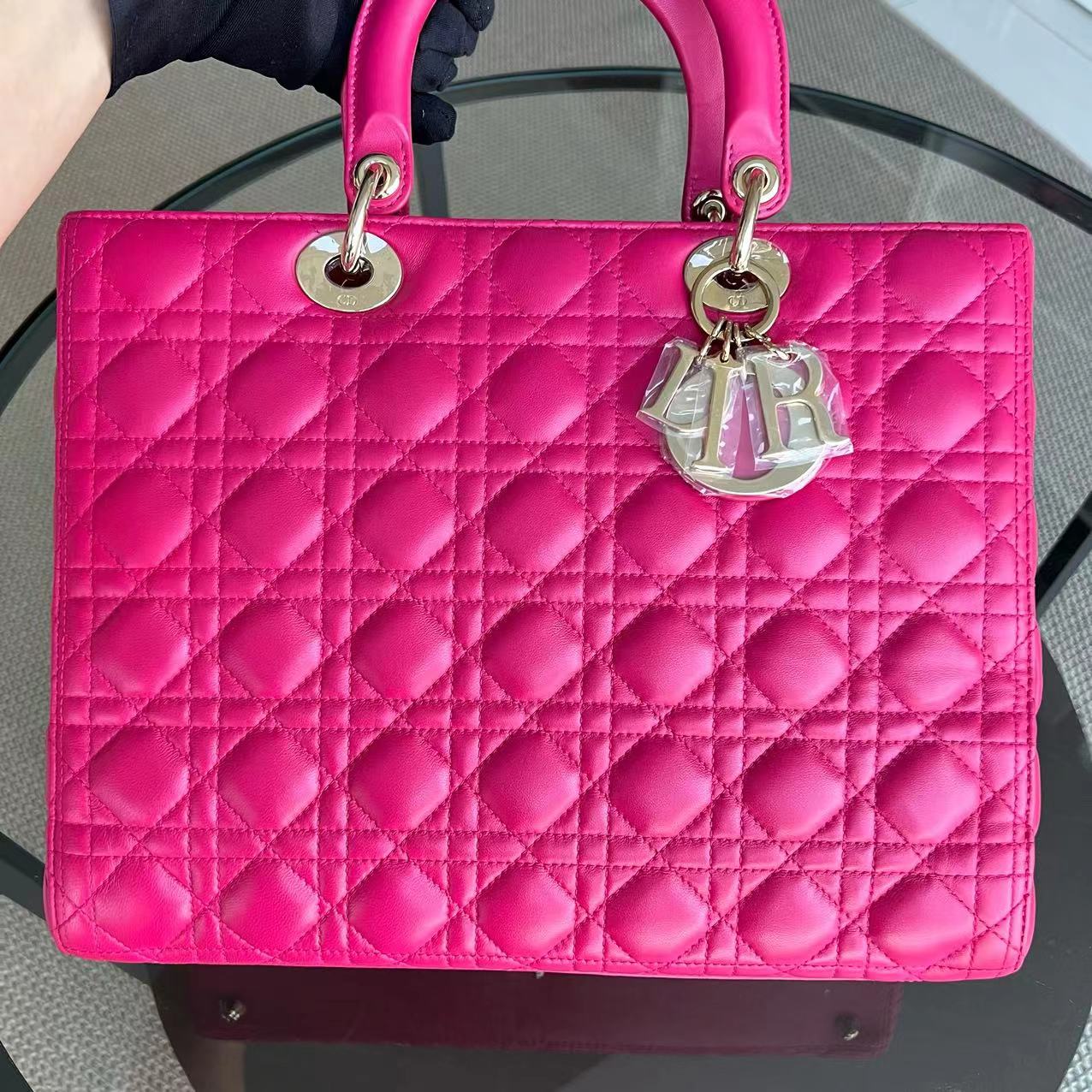 Dior Lady Large Cannage Lambskin Hot Pink Golden Hardware - Best Luxury Designers