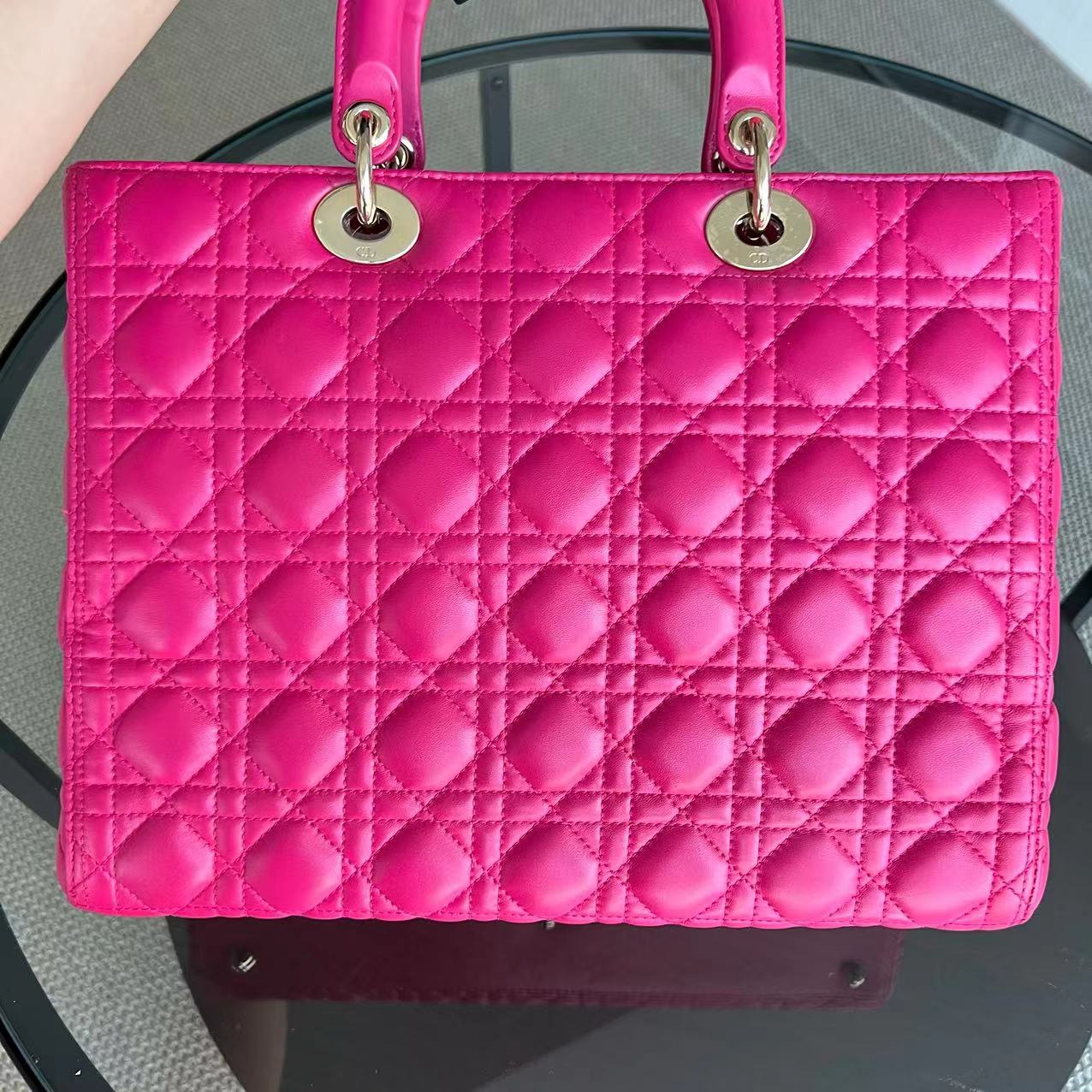 Dior Lady Large Cannage Lambskin Hot Pink Golden Hardware - Best Luxury Designers