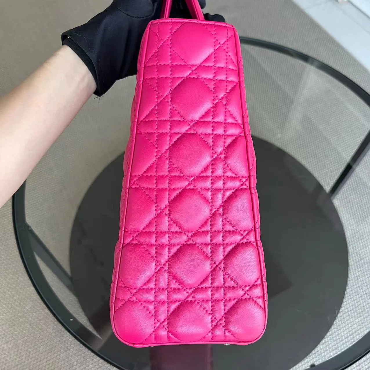 Dior Lady Large Cannage Lambskin Hot Pink Golden Hardware - Best Luxury Designers