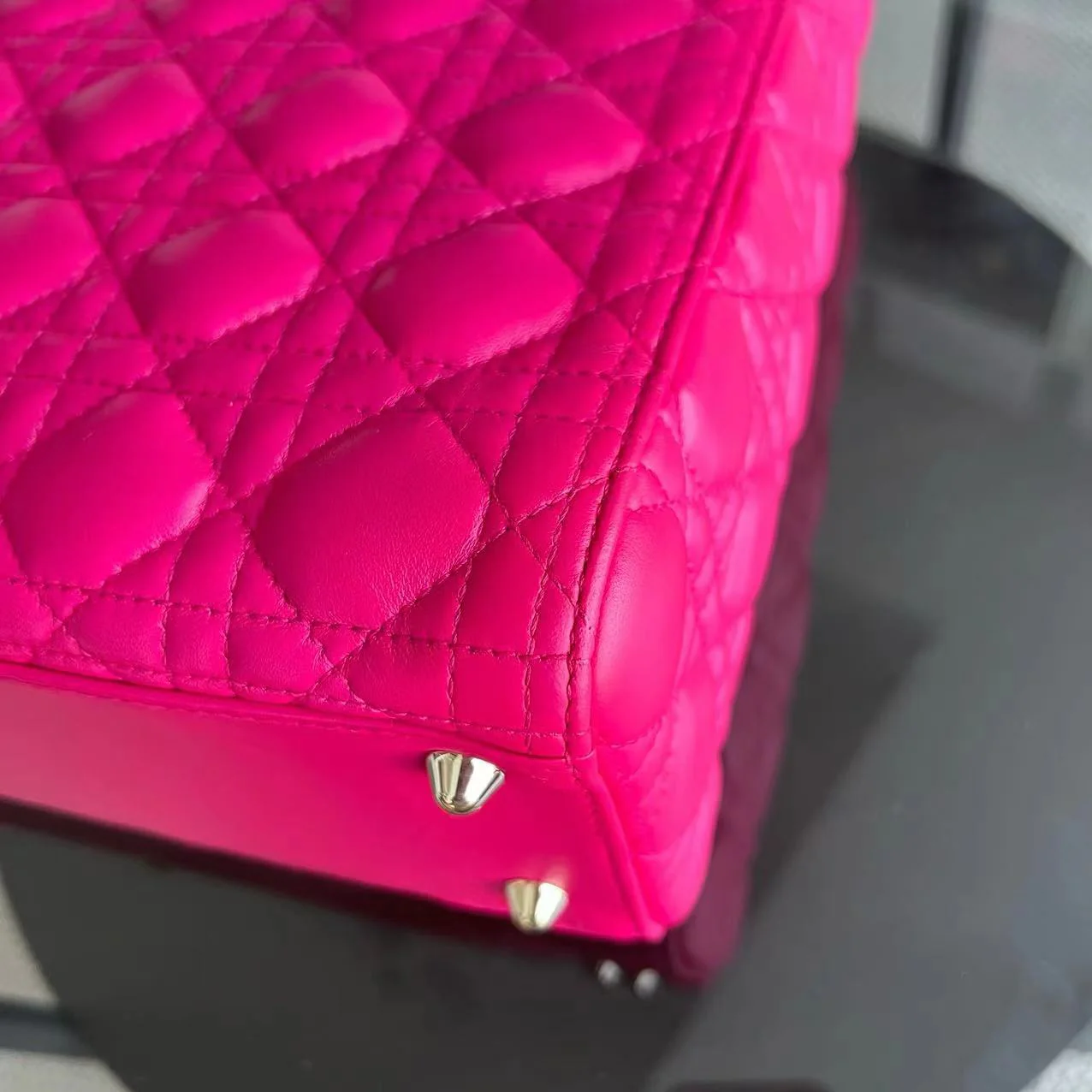 Dior Lady Large Cannage Lambskin Hot Pink Golden Hardware - Best Luxury Designers
