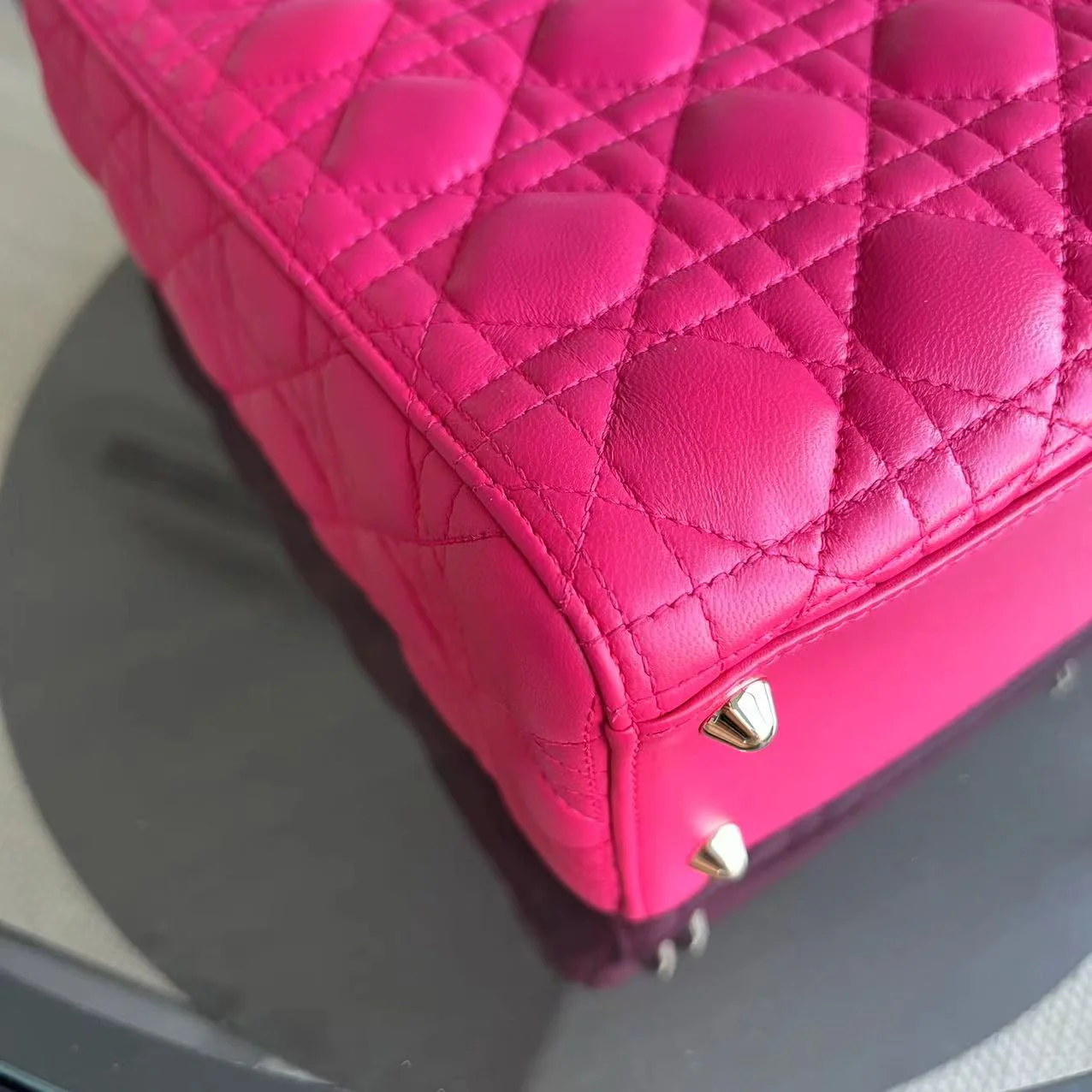 Dior Lady Large Cannage Lambskin Hot Pink Golden Hardware - Best Luxury Designers