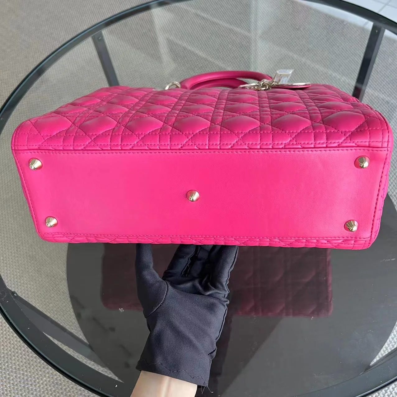 Dior Lady Large Cannage Lambskin Hot Pink Golden Hardware - Best Luxury Designers