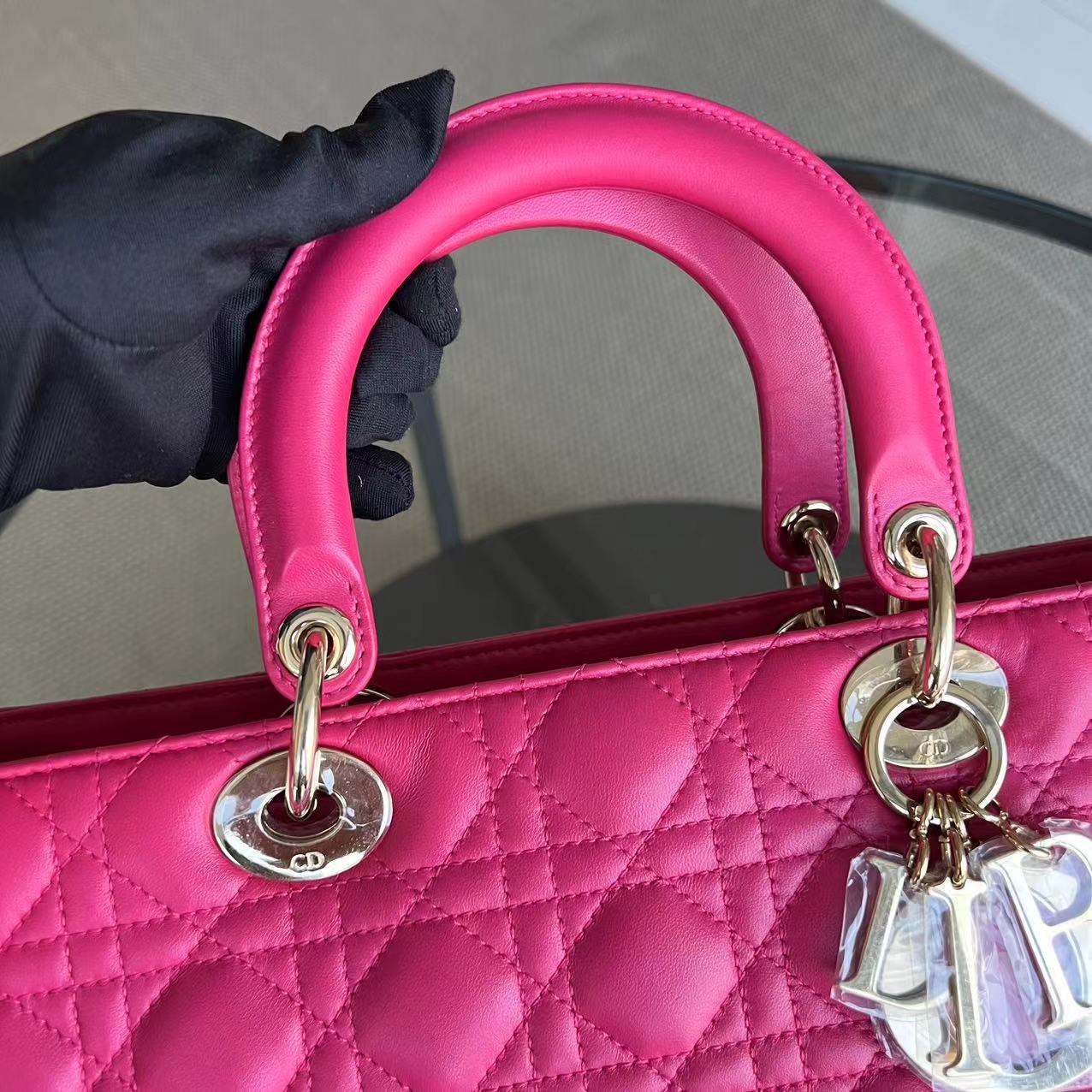 Dior Lady Large Cannage Lambskin Hot Pink Golden Hardware - Best Luxury Designers