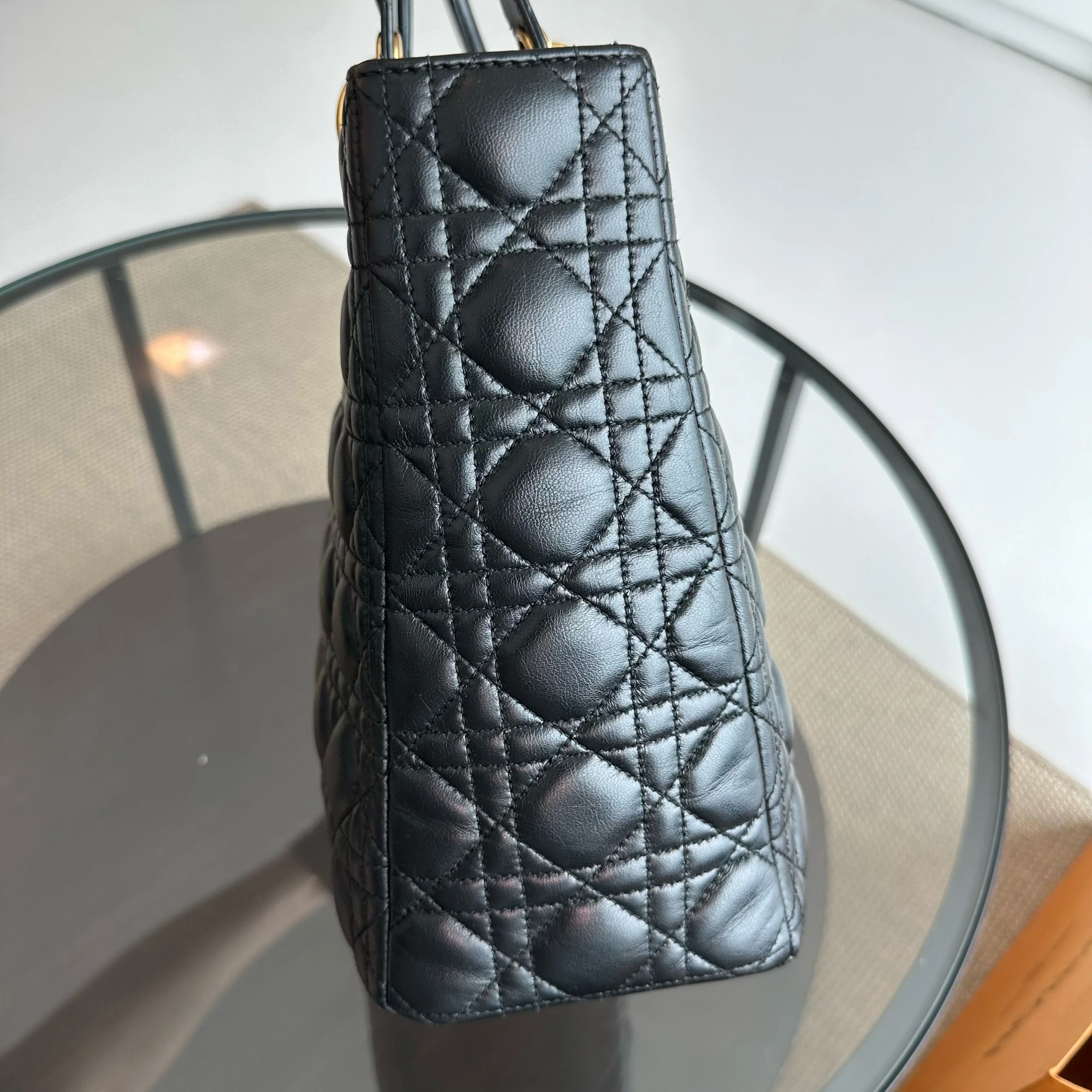 Dior Lady Large Lambskin Cannage Black GHW - Best Luxury Designers