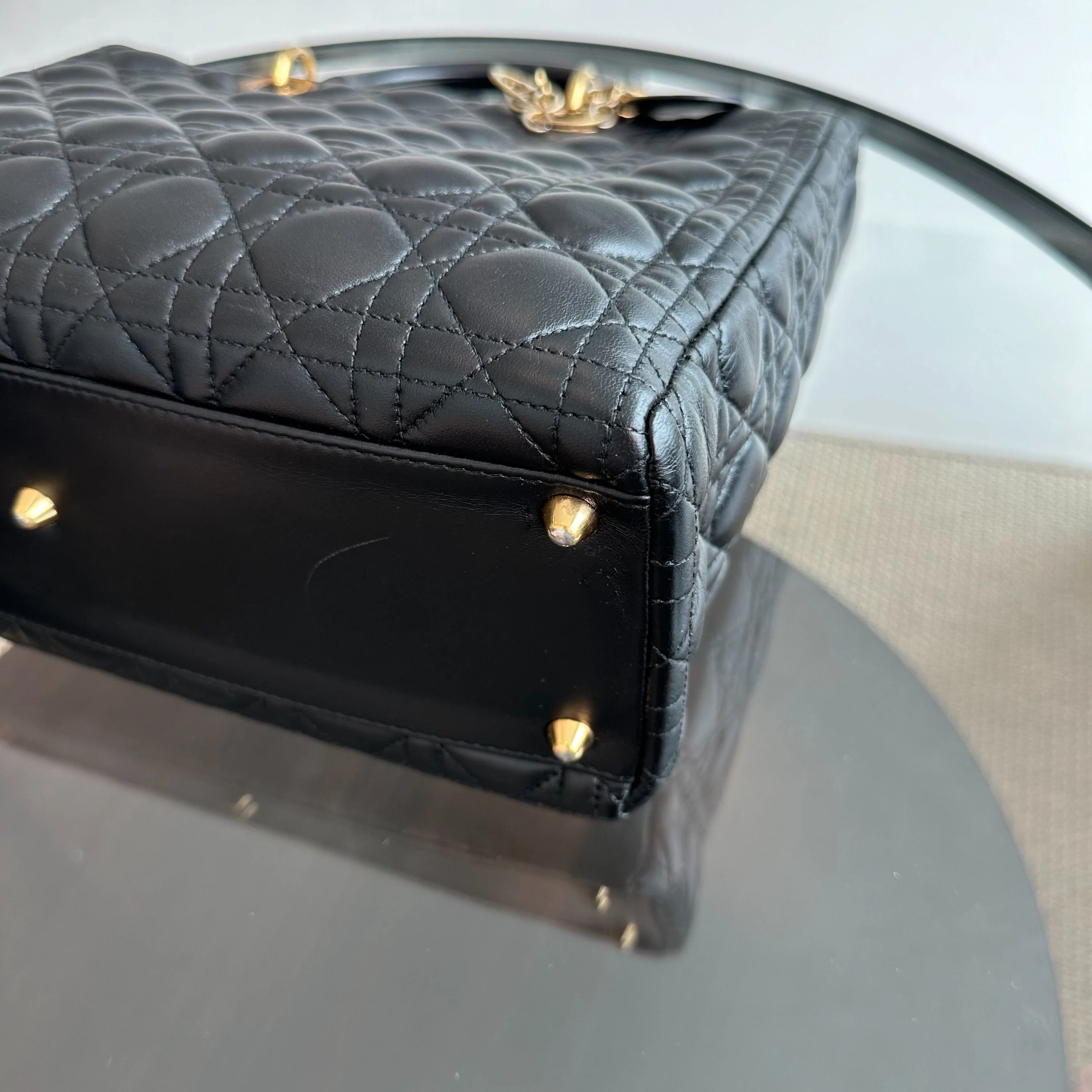 Dior Lady Large Lambskin Cannage Black GHW - Best Luxury Designers