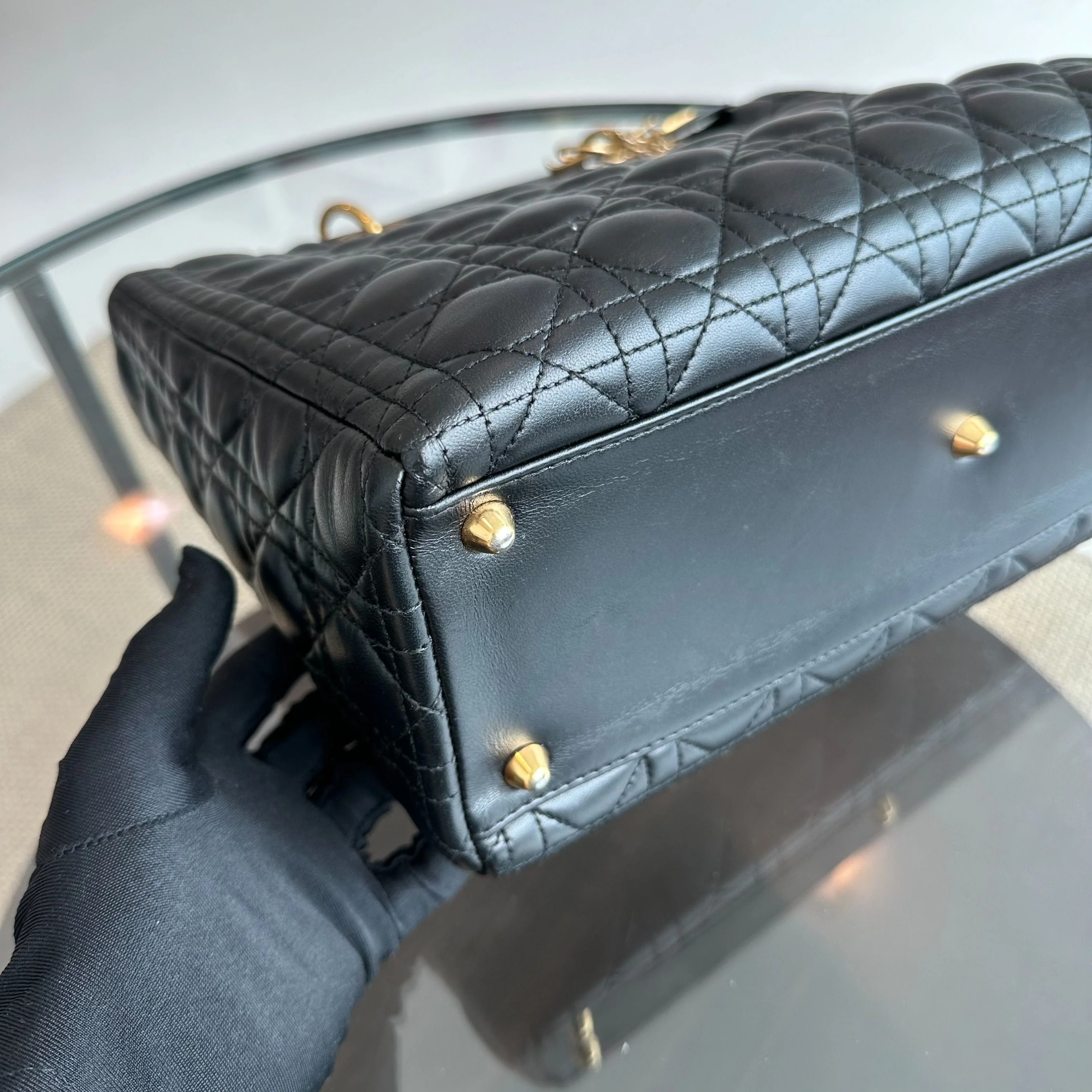 Dior Lady Large Lambskin Cannage Black GHW - Best Luxury Designers