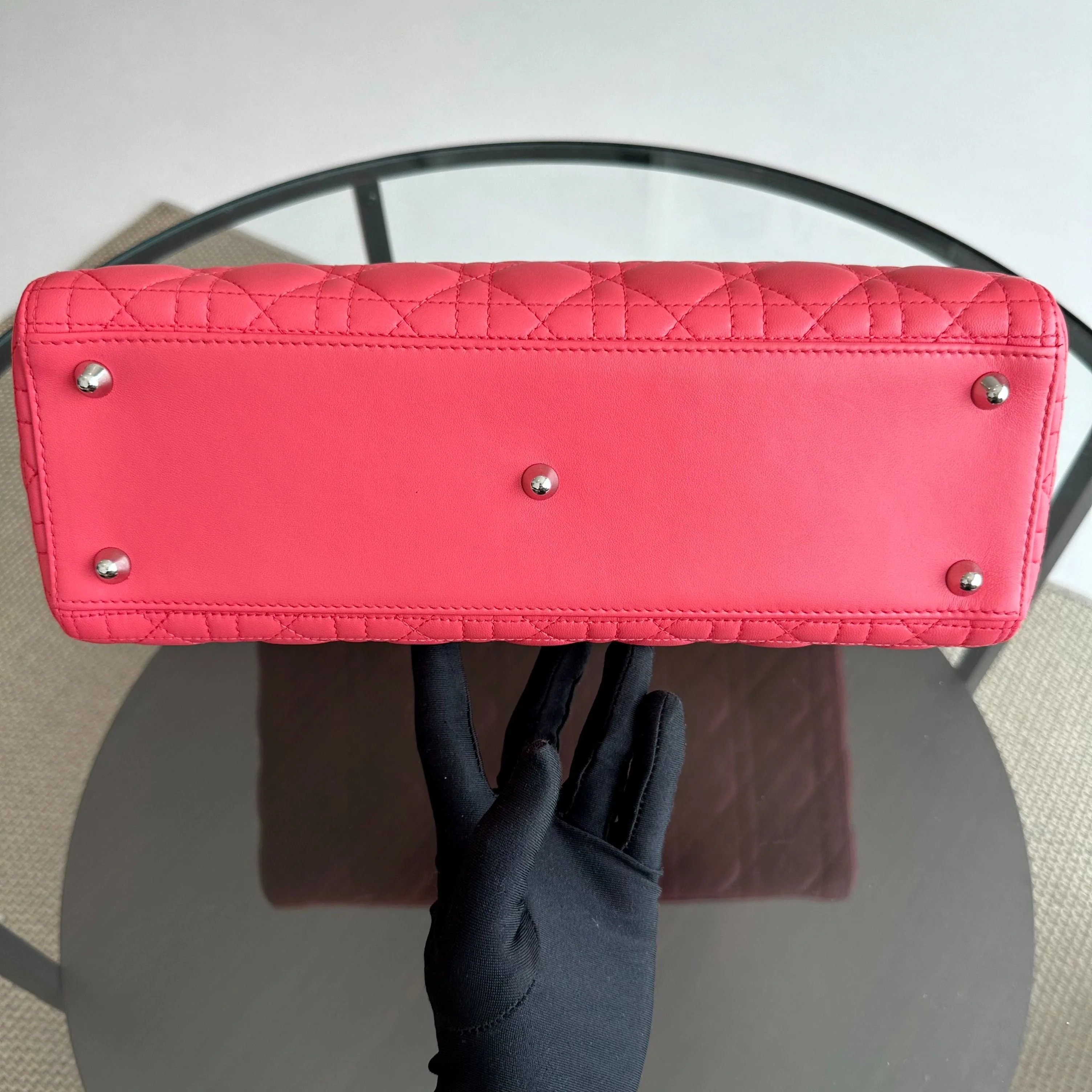Dior Lady Large Lambskin Cannage Hot Pink SHW - Best Luxury Designers