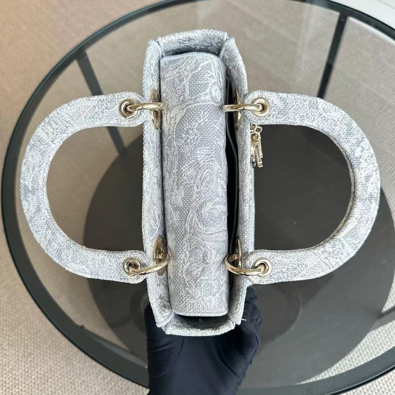 Dior Lady Medium D-Lite Toile de Joue Embroidery Grey LGHW - Best Luxury Designers