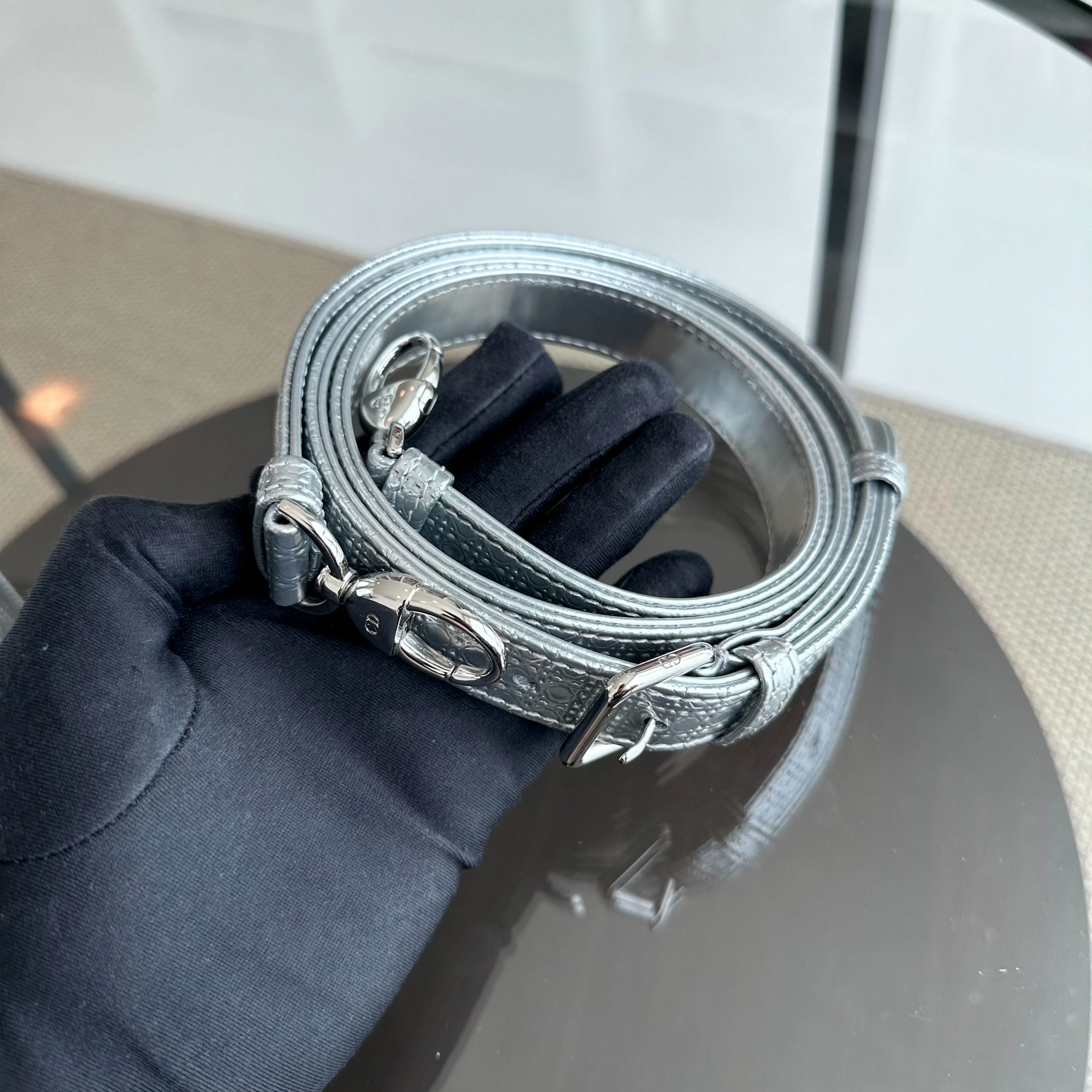 Dior Lady Medium Micro-Cannage Metallic Calfskin Limited Edition Silver SHW - Best Luxury Designers