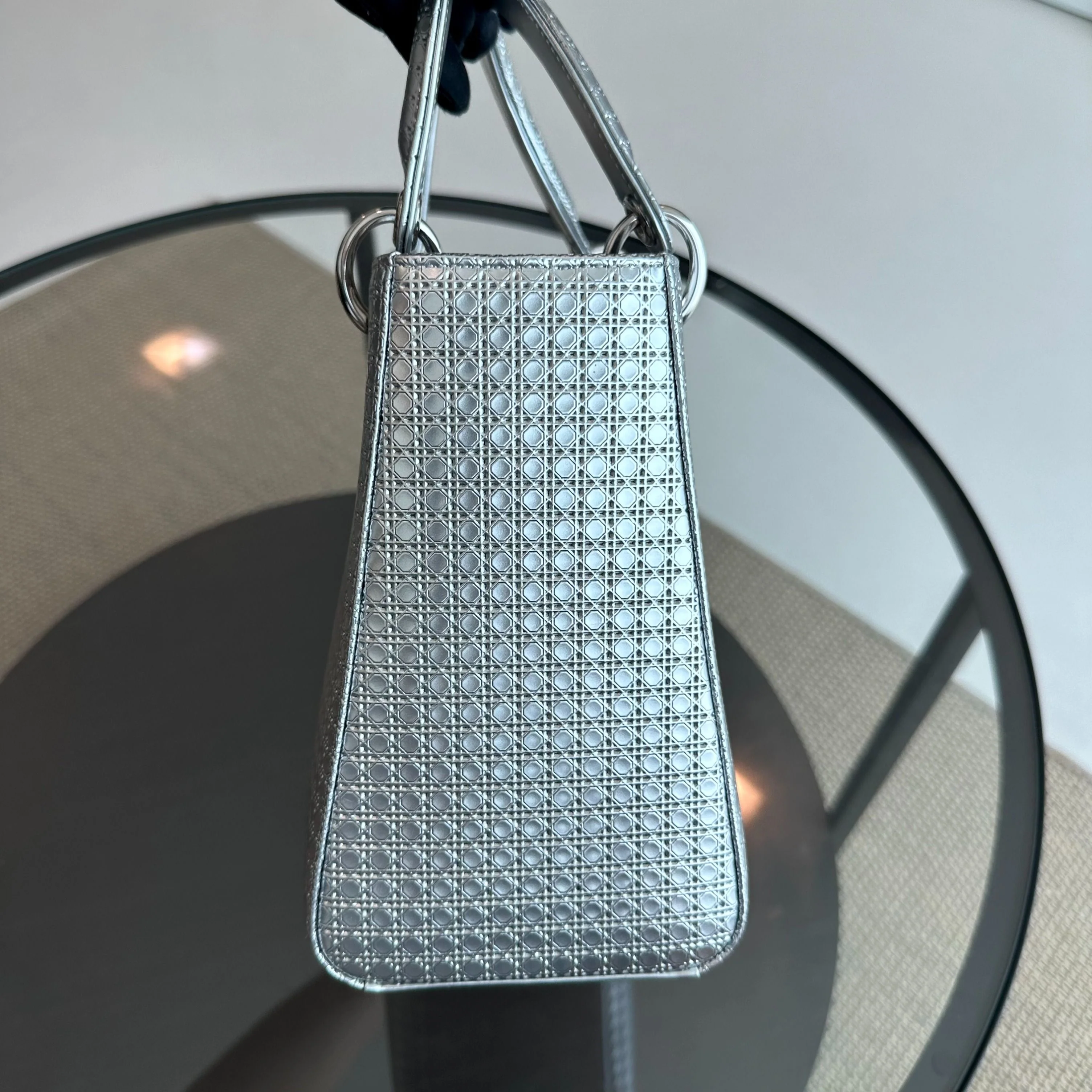 Dior Lady Medium Micro-Cannage Metallic Limited Edition Silver SHW - Best Luxury Designers