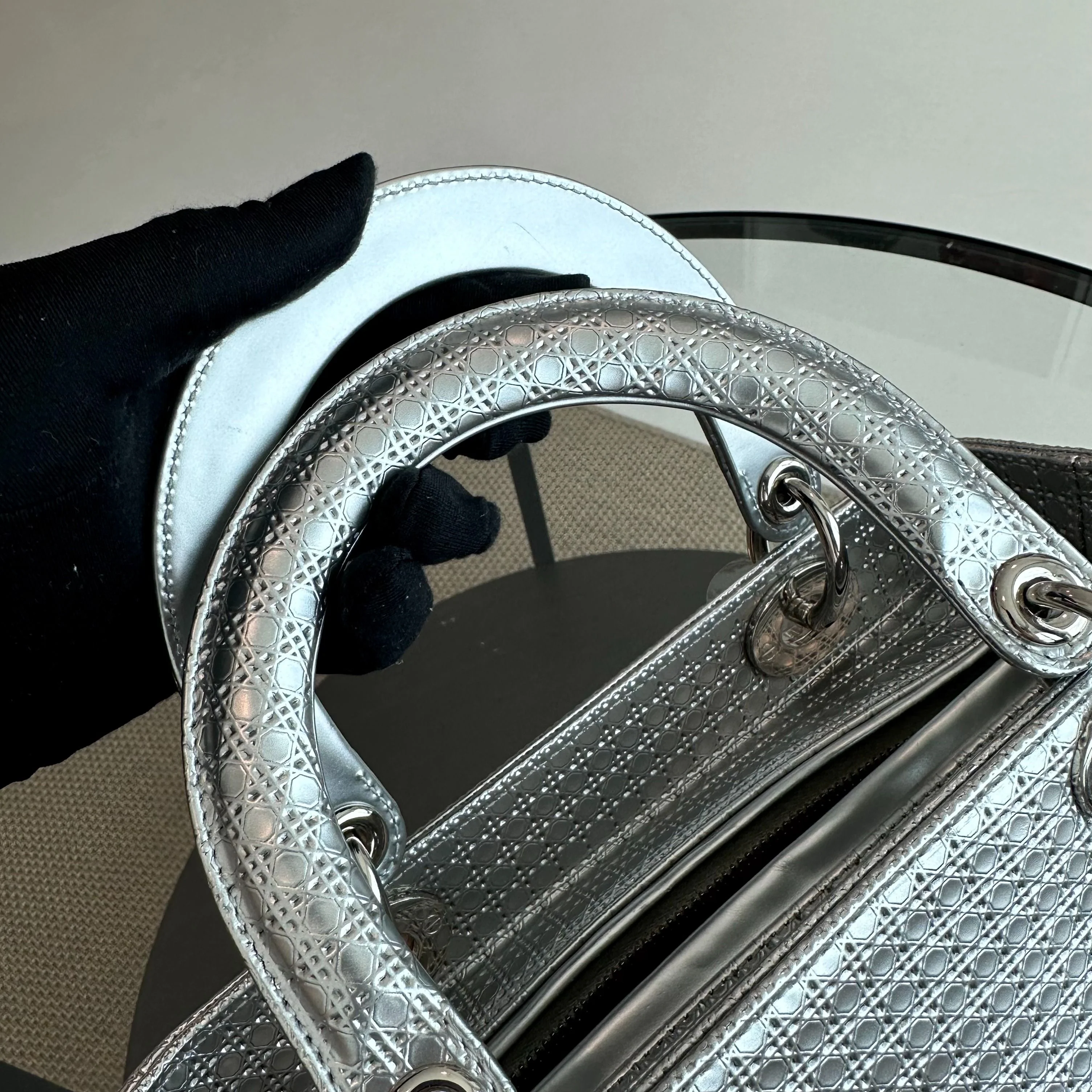 Dior Lady Medium Micro-Cannage Metallic Limited Edition Silver SHW - Best Luxury Designers