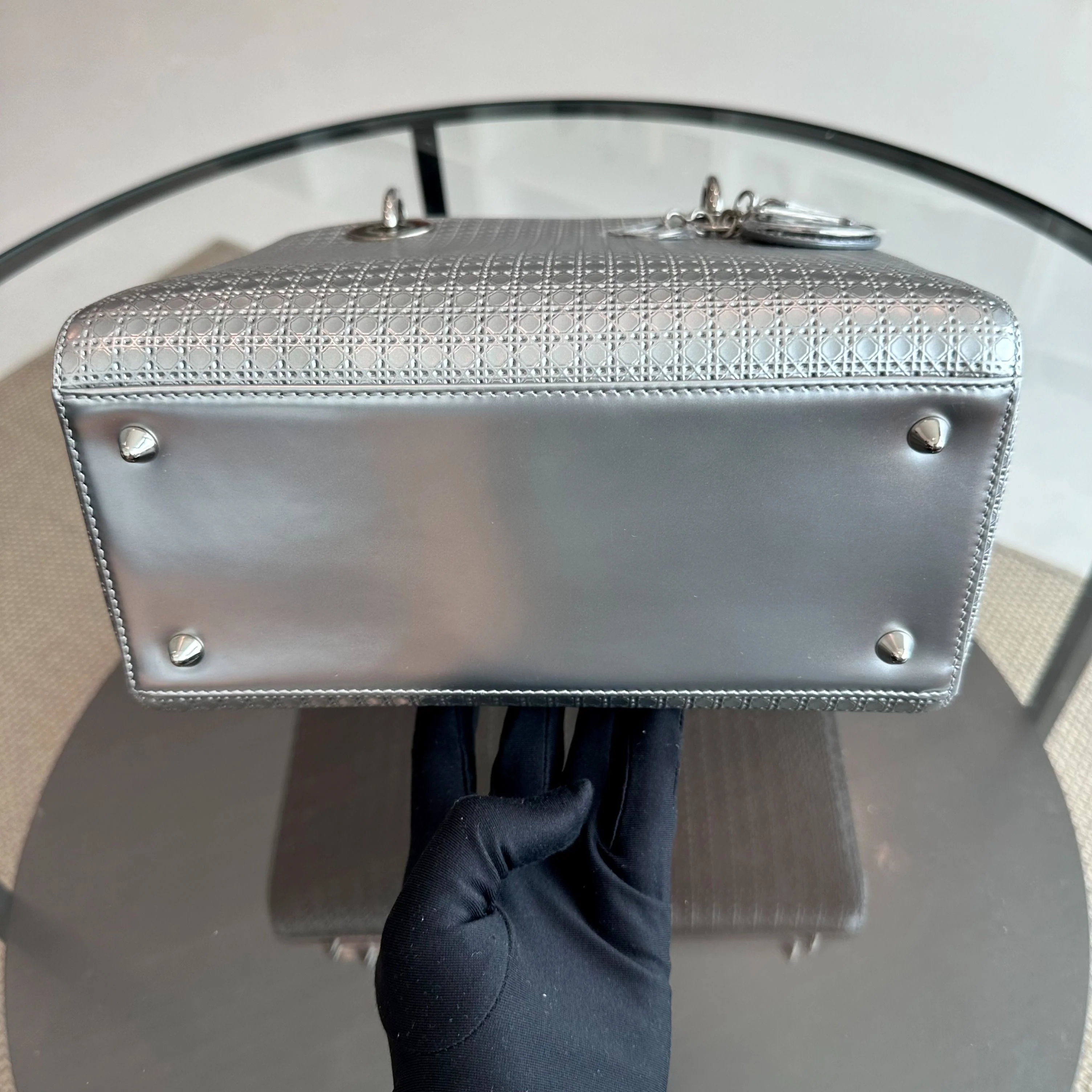 Dior Lady Medium Micro-Cannage Metallic Limited Edition Silver SHW - Best Luxury Designers