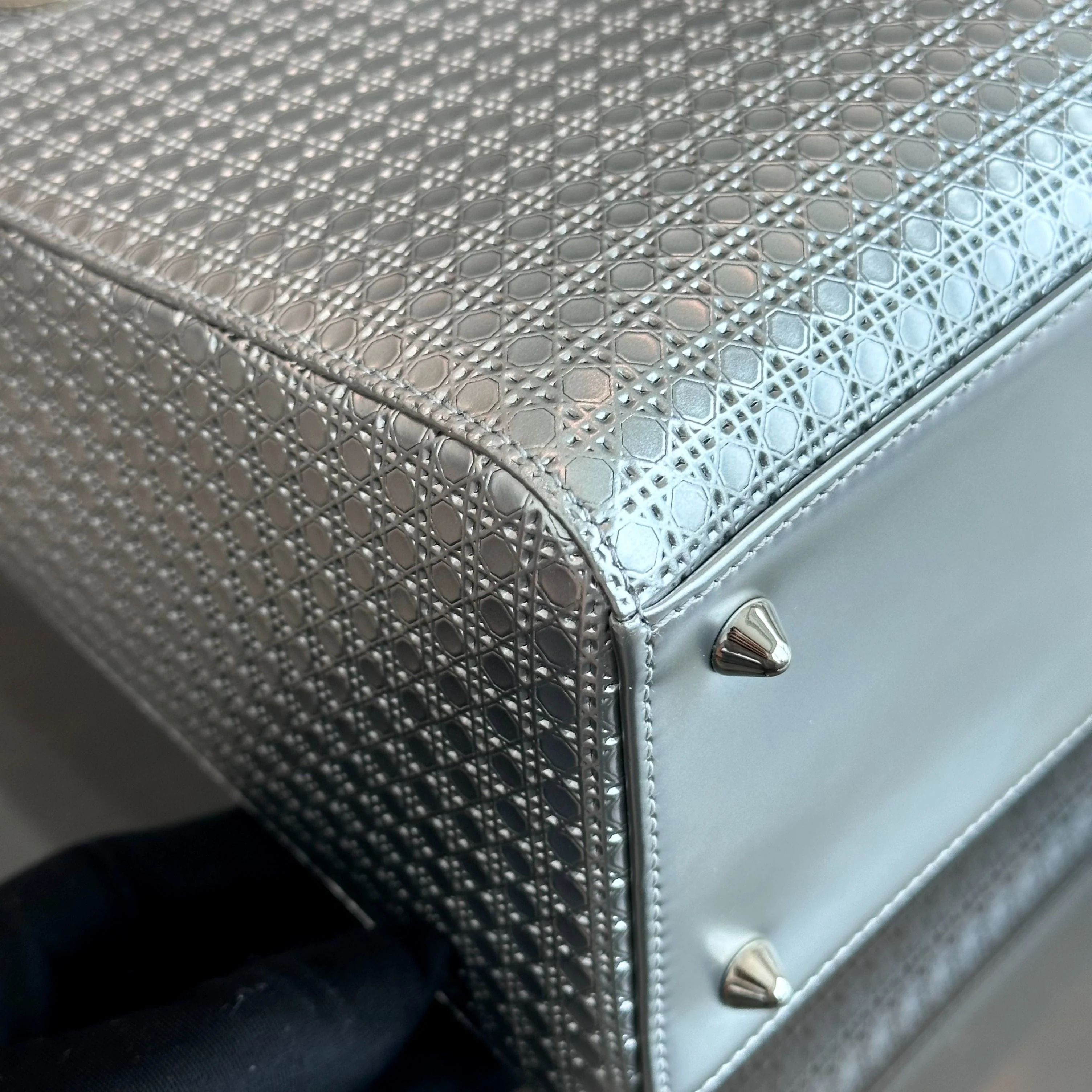 Dior Lady Medium Micro-Cannage Metallic Limited Edition Silver SHW - Best Luxury Designers