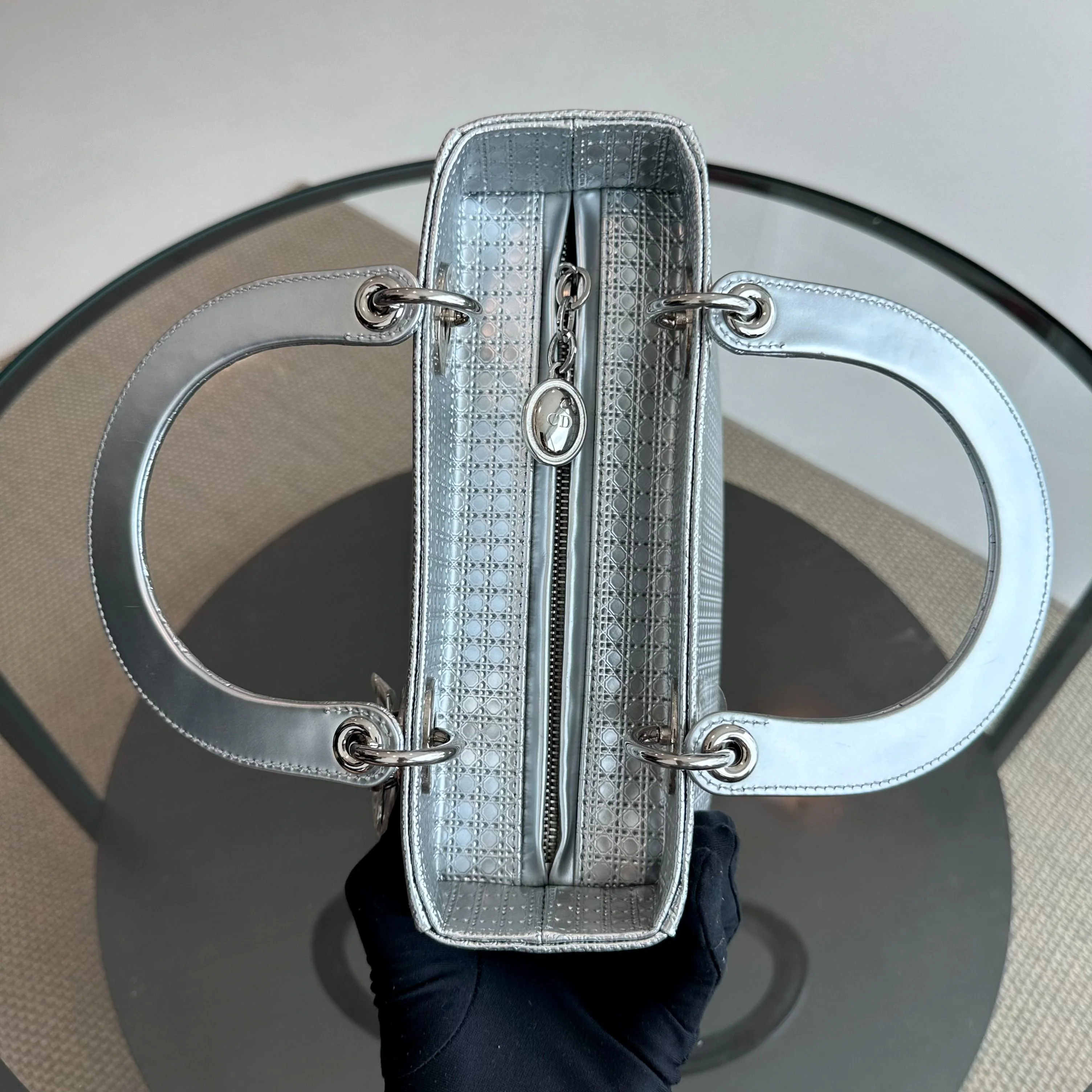 Dior Lady Medium Micro-Cannage Metallic Limited Edition Silver SHW - Best Luxury Designers