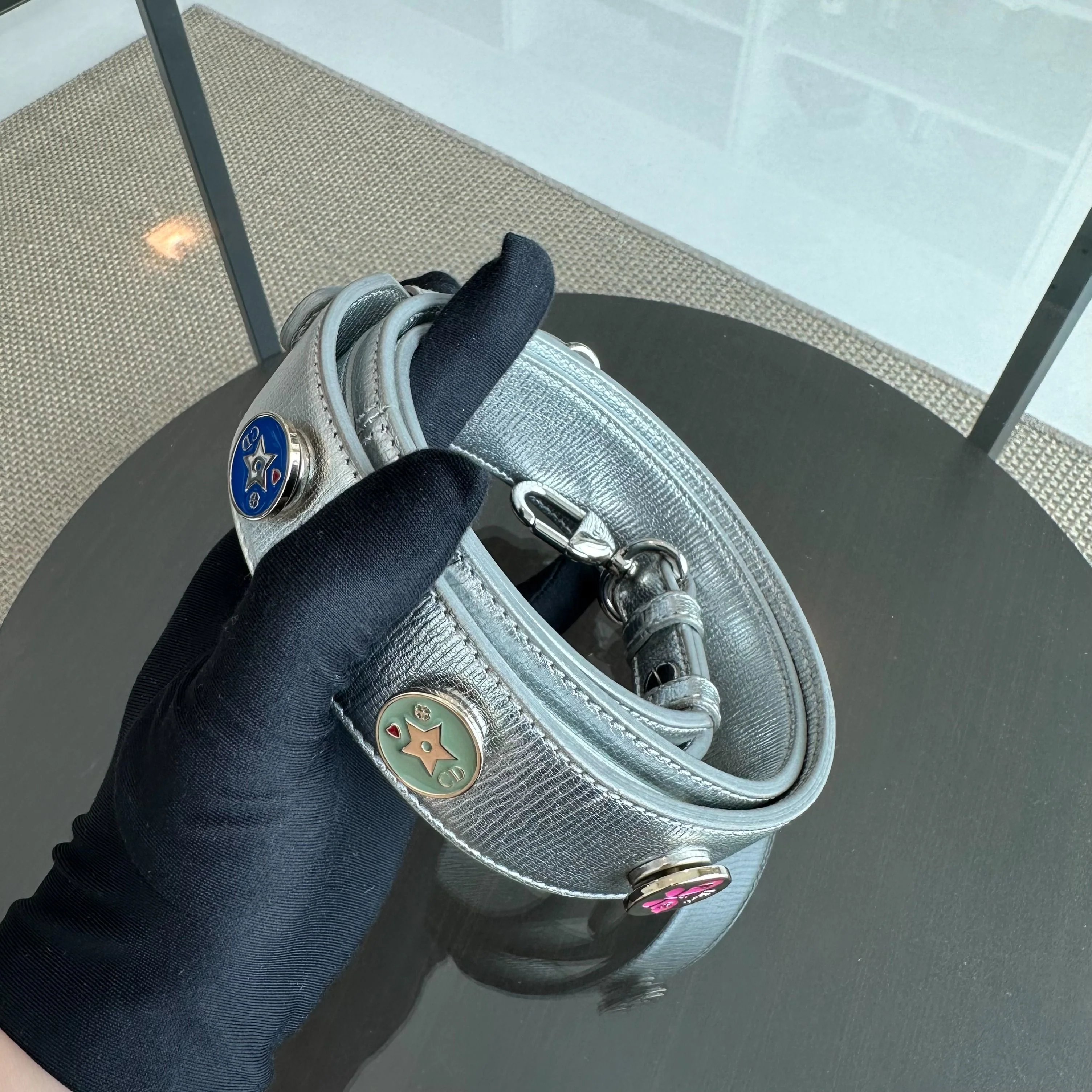 Dior Lady Metallic Calfskin Silver Limited Edition Badge Charm ABC SHW - Best Luxury Designers