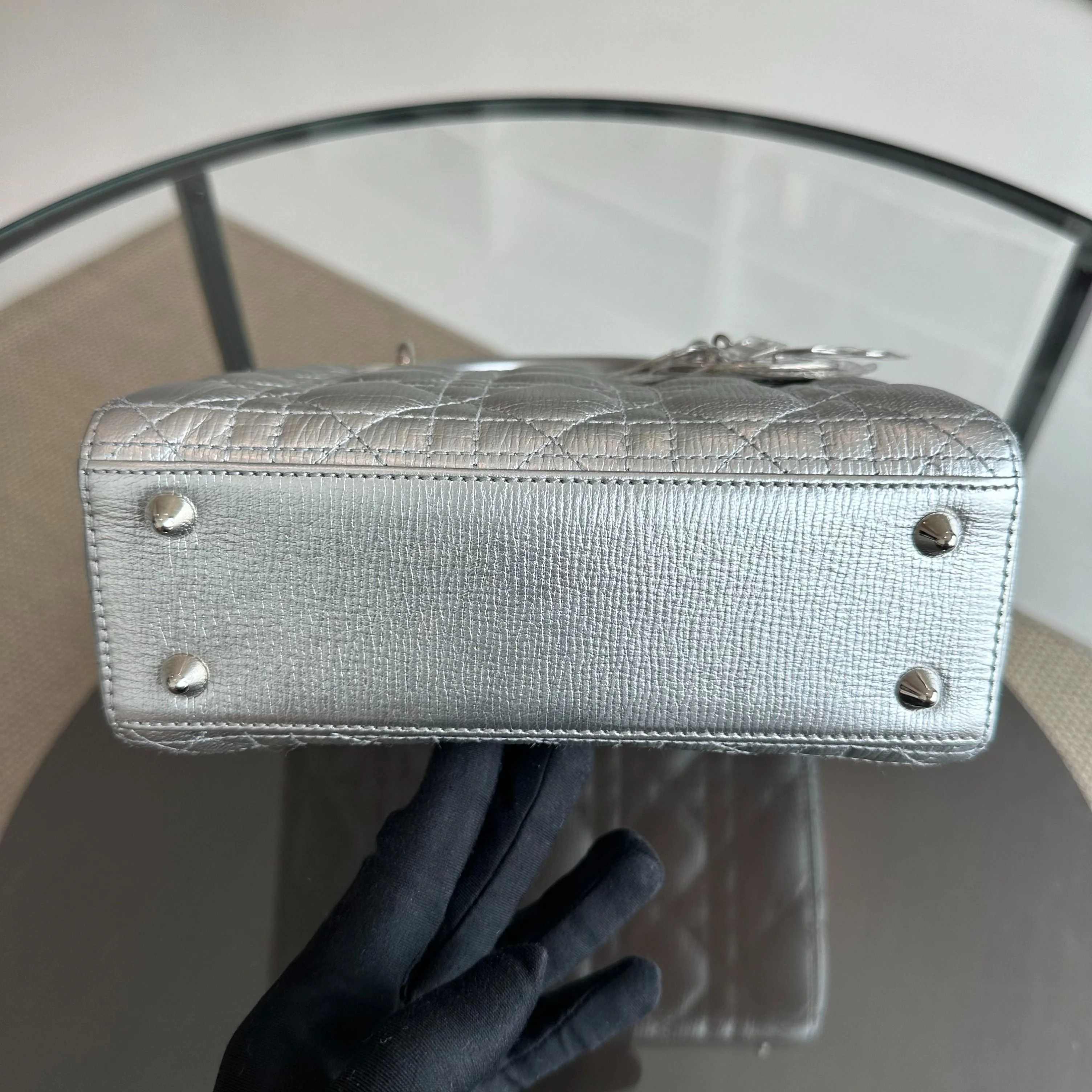 Dior Lady Metallic Calfskin Silver Limited Edition Badge Charm ABC SHW - Best Luxury Designers