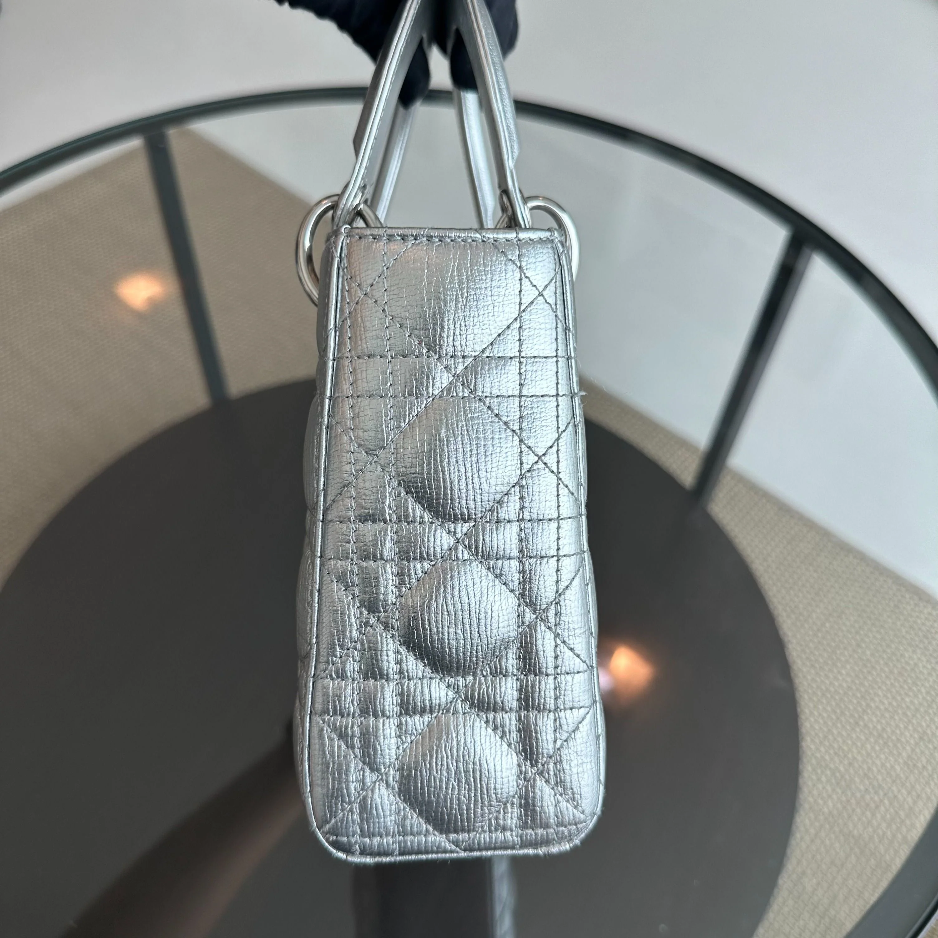 Dior Lady Metallic Calfskin Silver Limited Edition Badge Charm ABC SHW - Best Luxury Designers