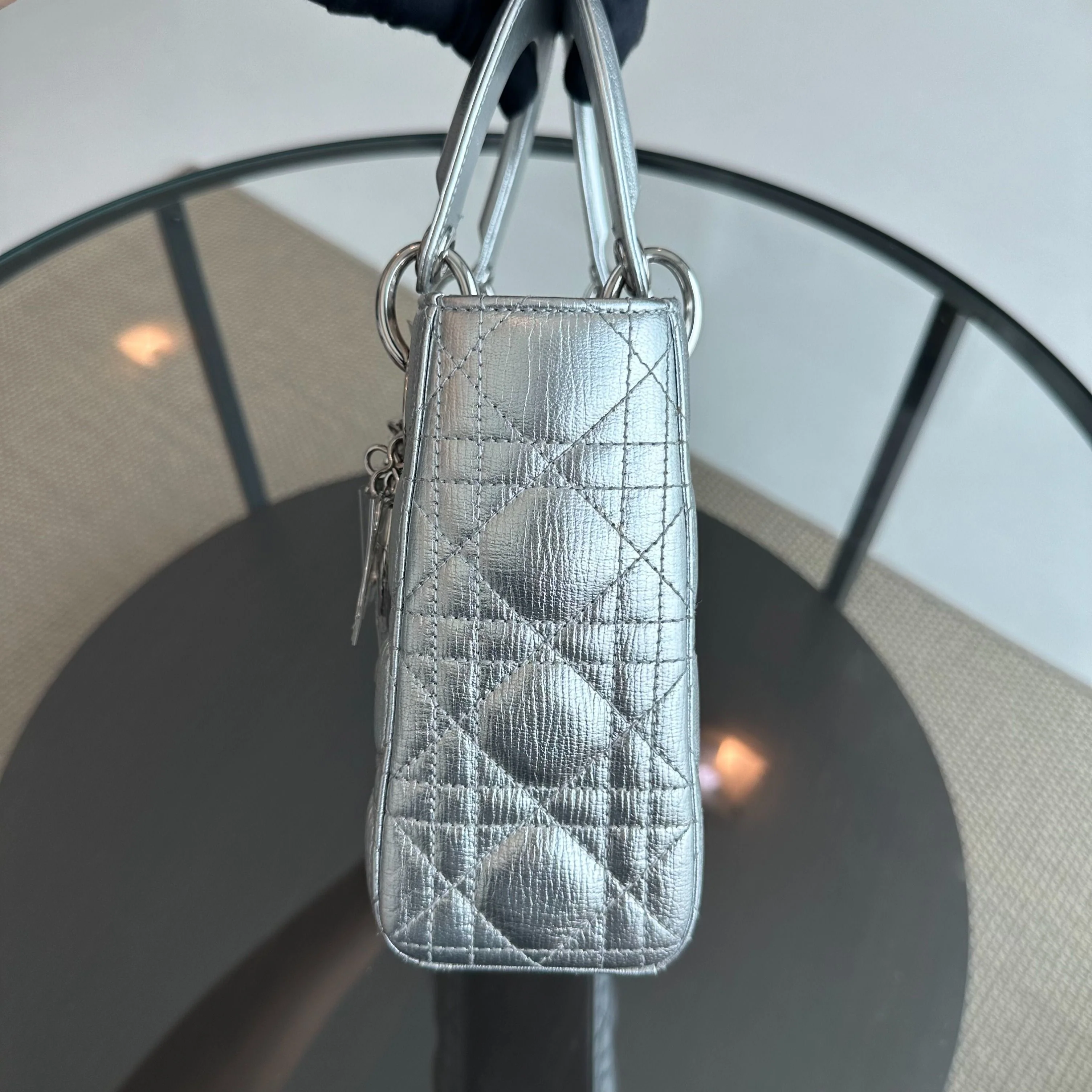 Dior Lady Metallic Calfskin Silver Limited Edition Badge Charm ABC SHW - Best Luxury Designers