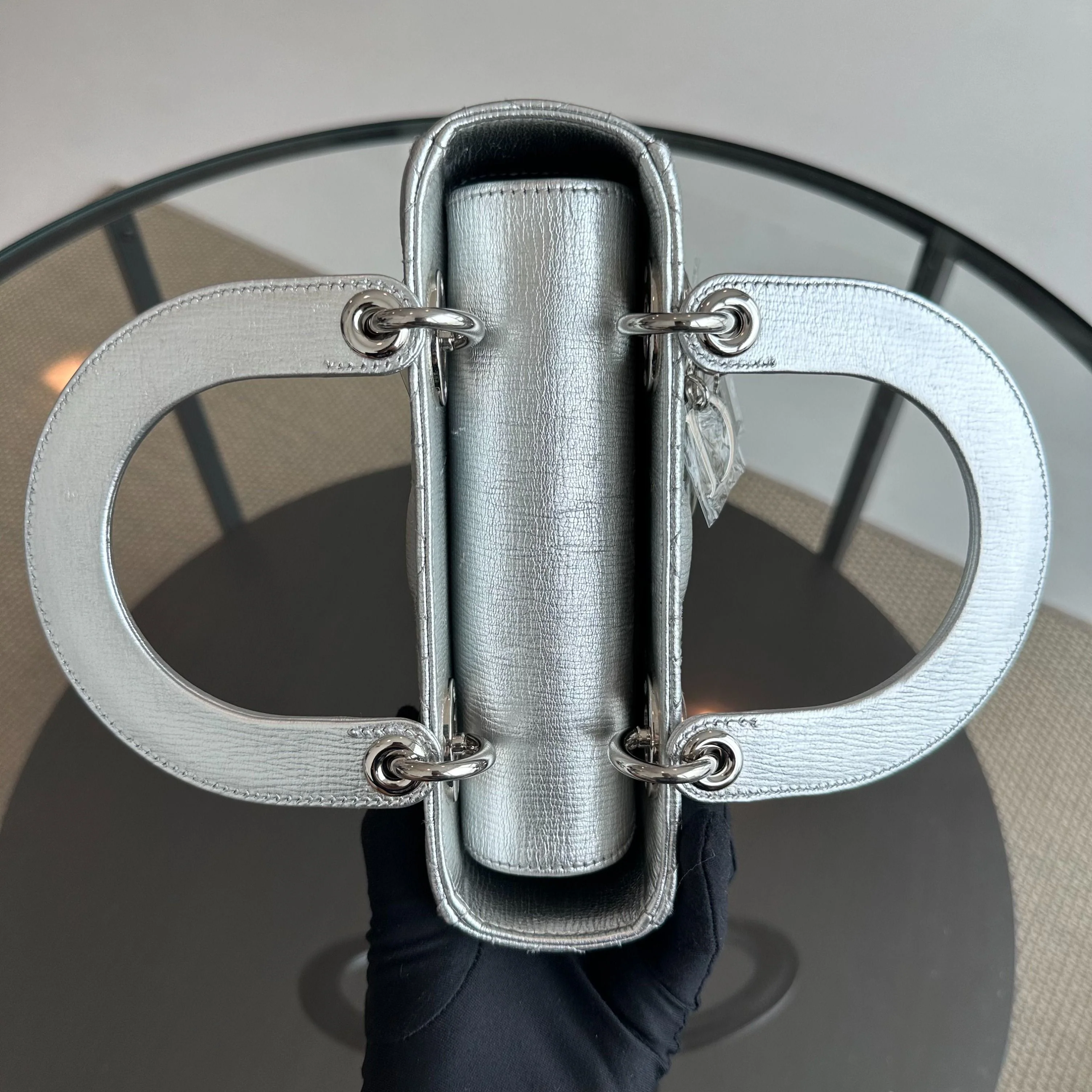 Dior Lady Metallic Calfskin Silver Limited Edition Badge Charm ABC SHW - Best Luxury Designers