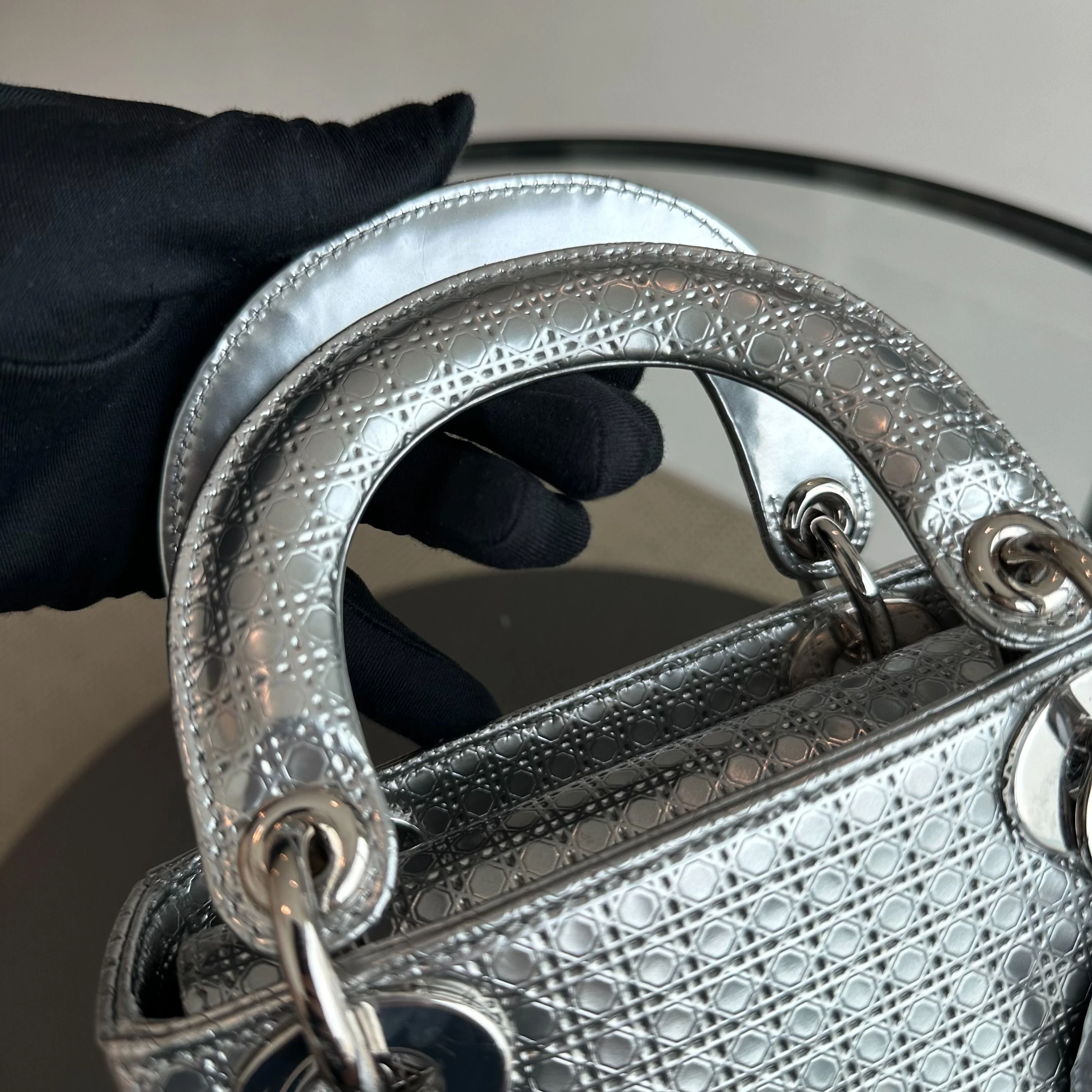 Dior Lady Mini Micro-Cannage Silver Limited Edition SHW - Best Luxury Designers