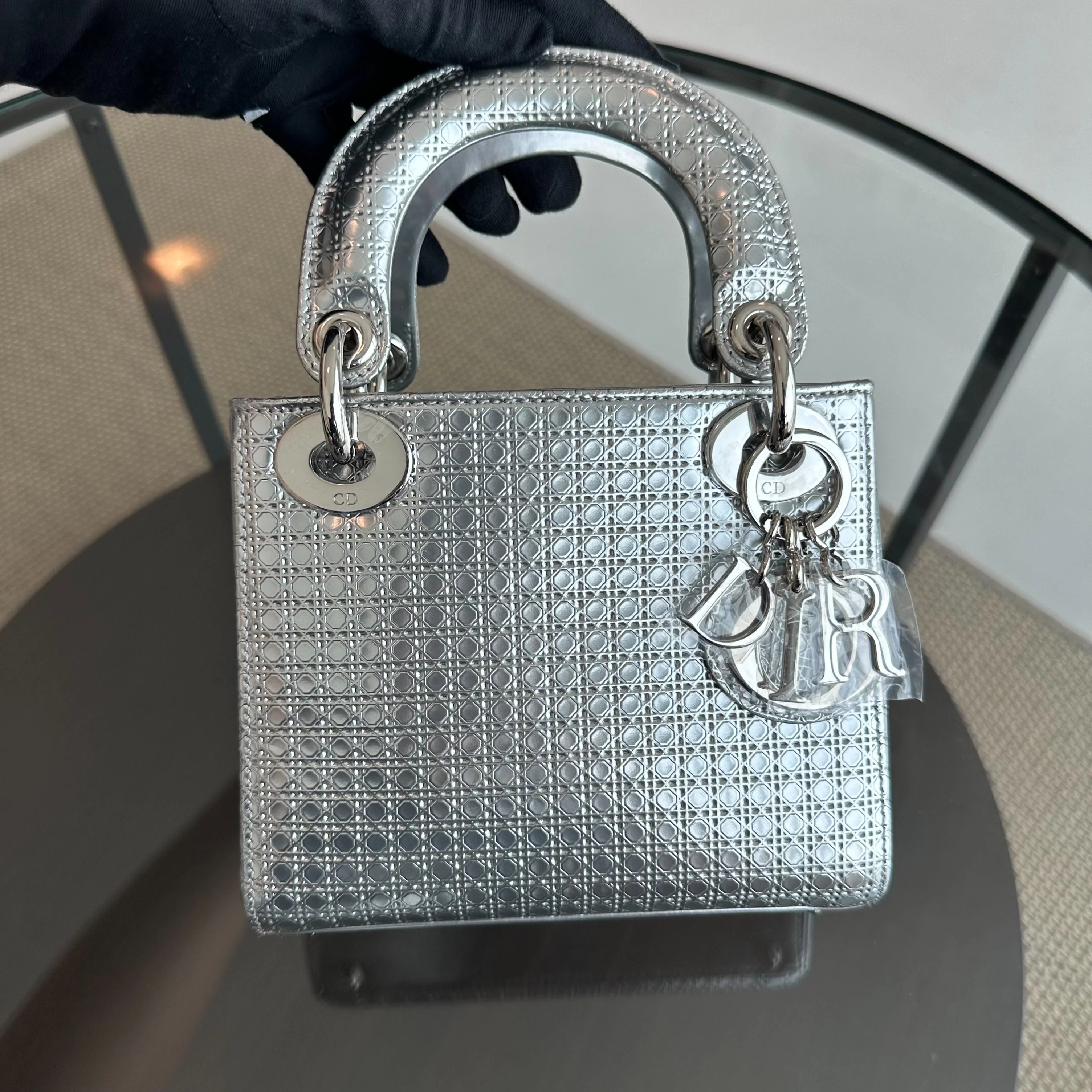 Dior Lady Mini Micro-Cannage Silver Limited Edition SHW - Best Luxury Designers
