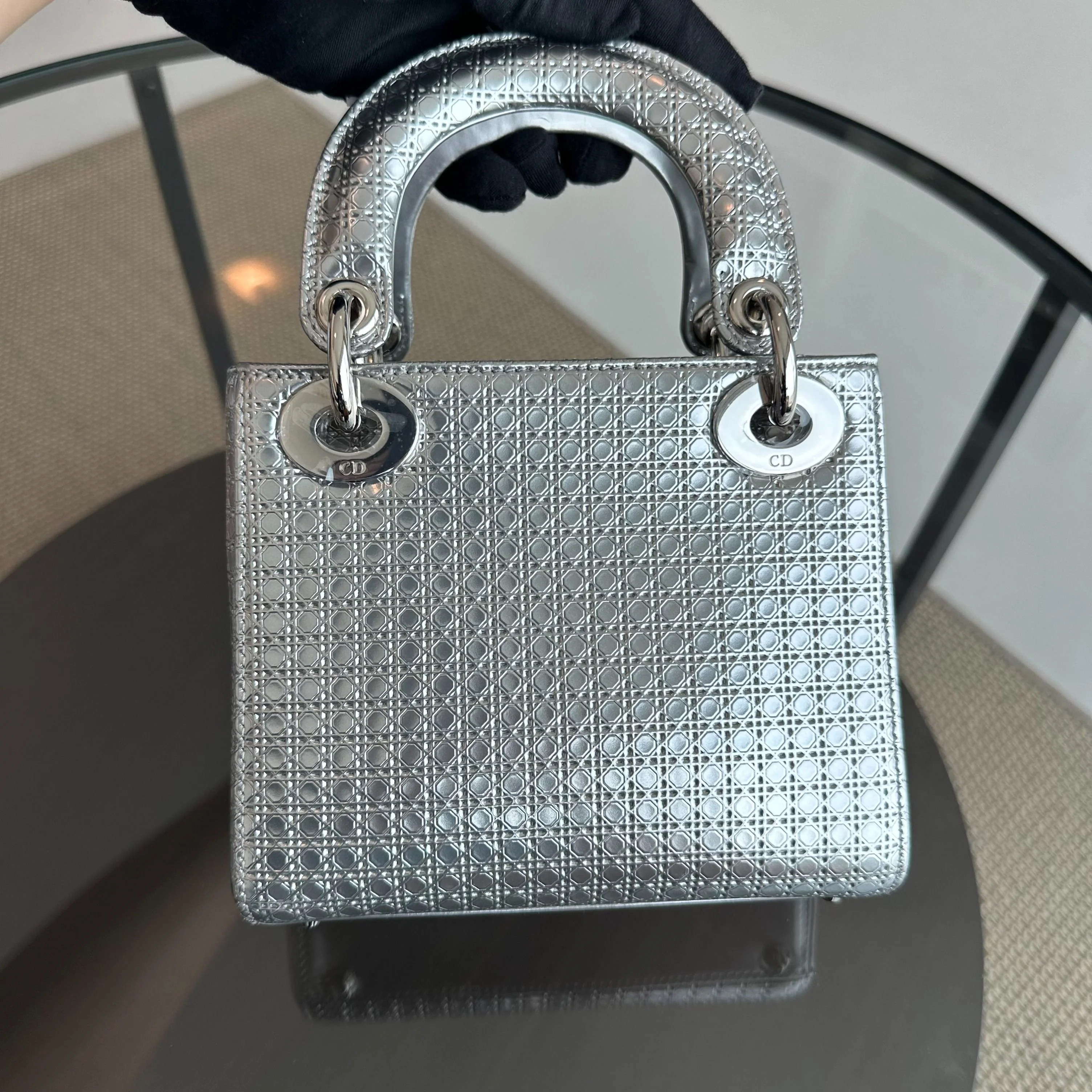 Dior Lady Mini Micro-Cannage Silver Limited Edition SHW - Best Luxury Designers