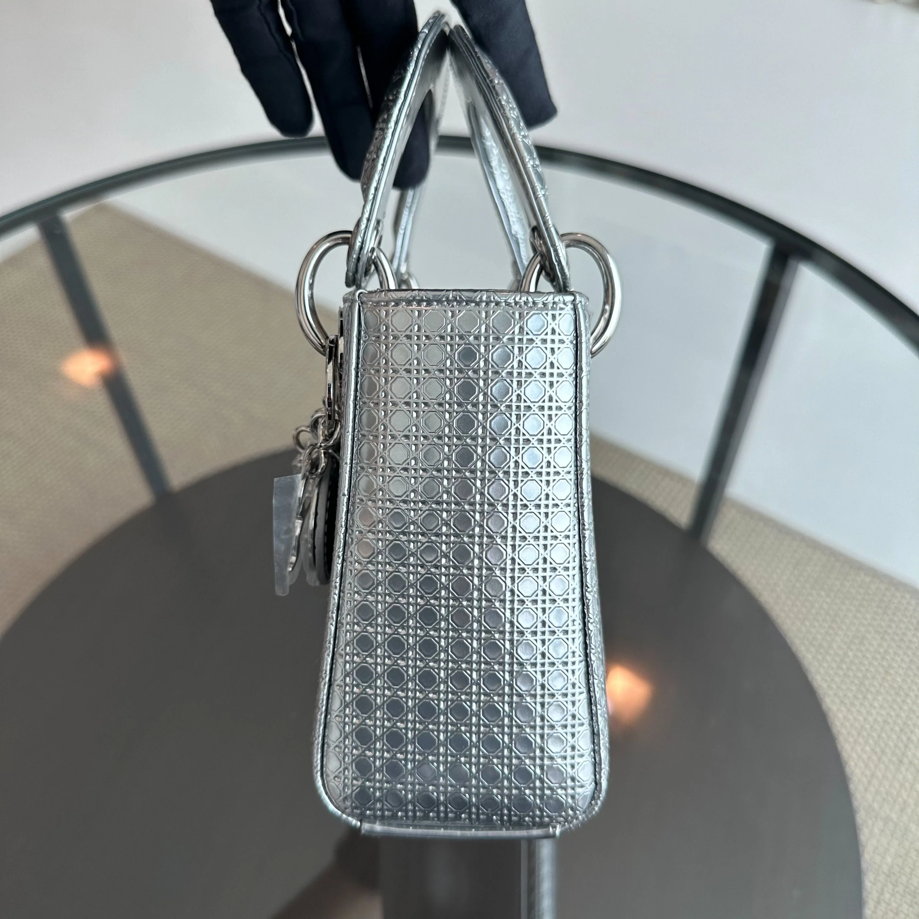 Dior Lady Mini Micro-Cannage Silver Limited Edition SHW - Best Luxury Designers