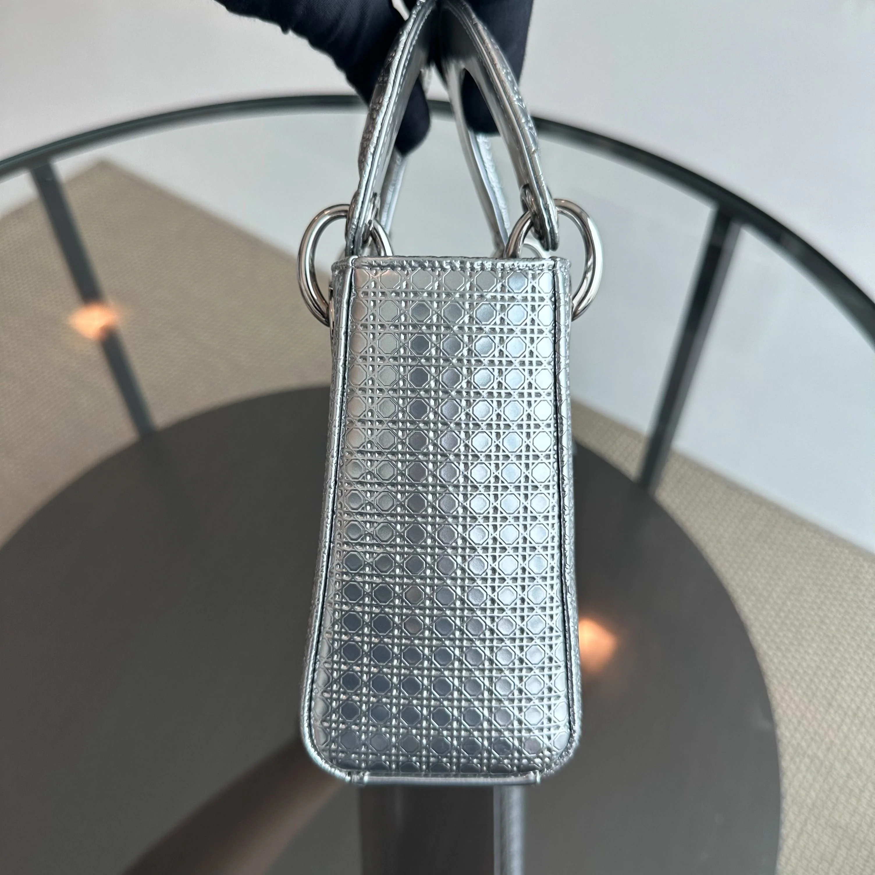 Dior Lady Mini Micro-Cannage Silver Limited Edition SHW - Best Luxury Designers