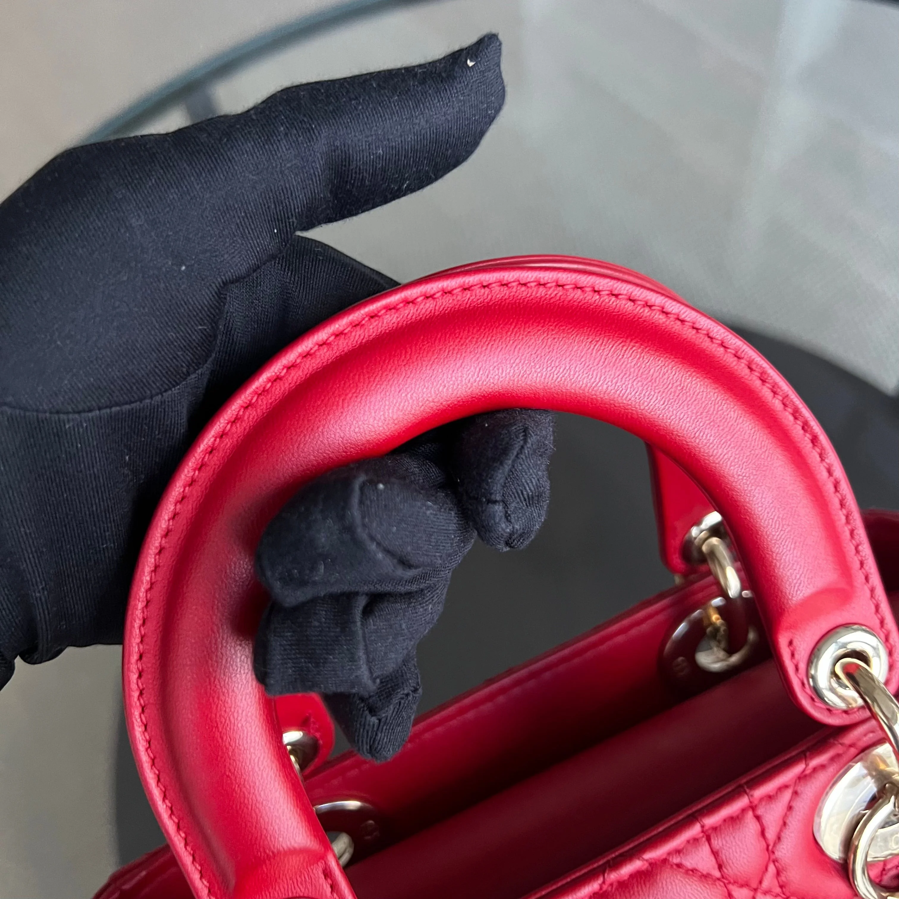 Dior Lady Small Cannage Lambskin Red Golden Hardware - Best Luxury Designers