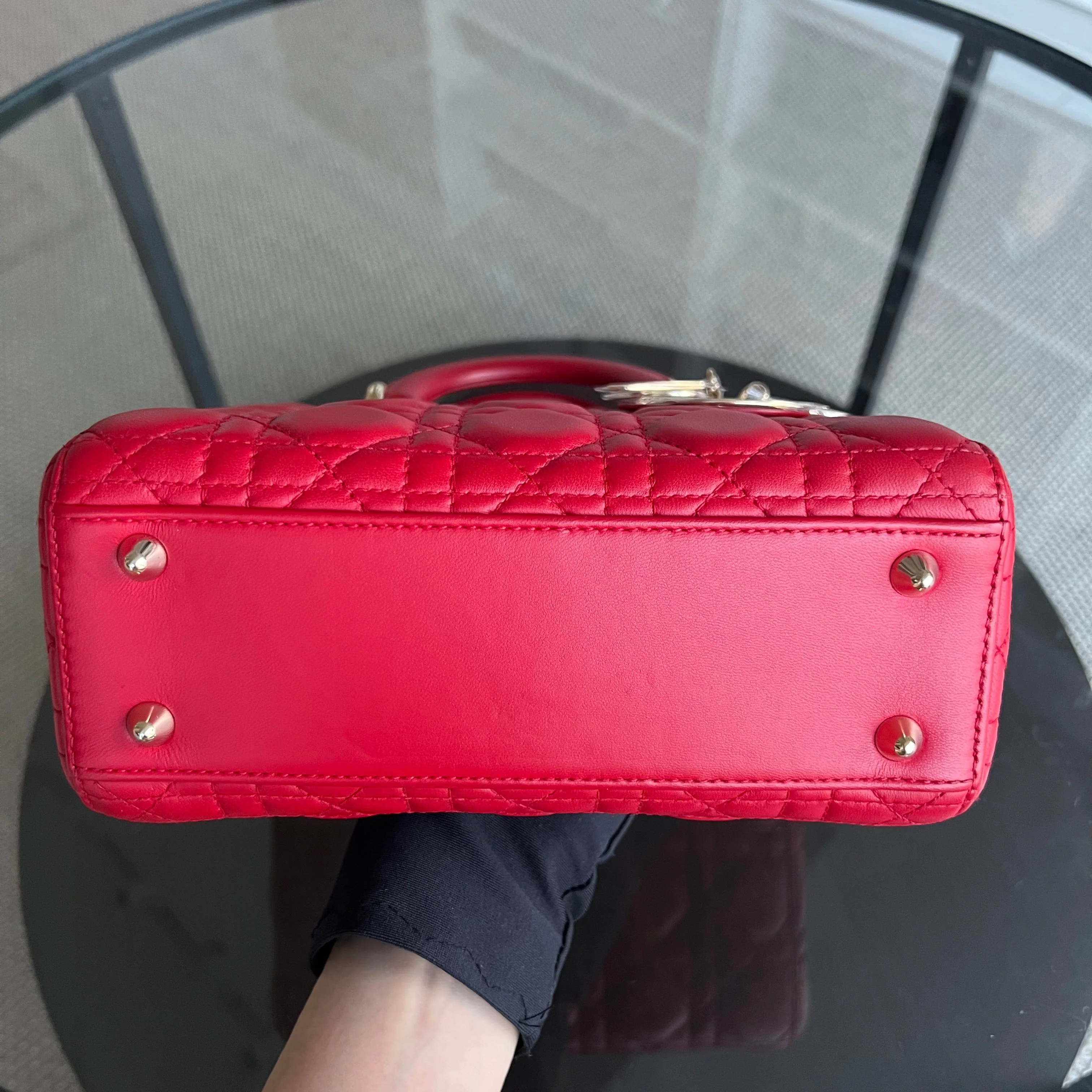 Dior Lady Small Cannage Lambskin Red Golden Hardware - Best Luxury Designers